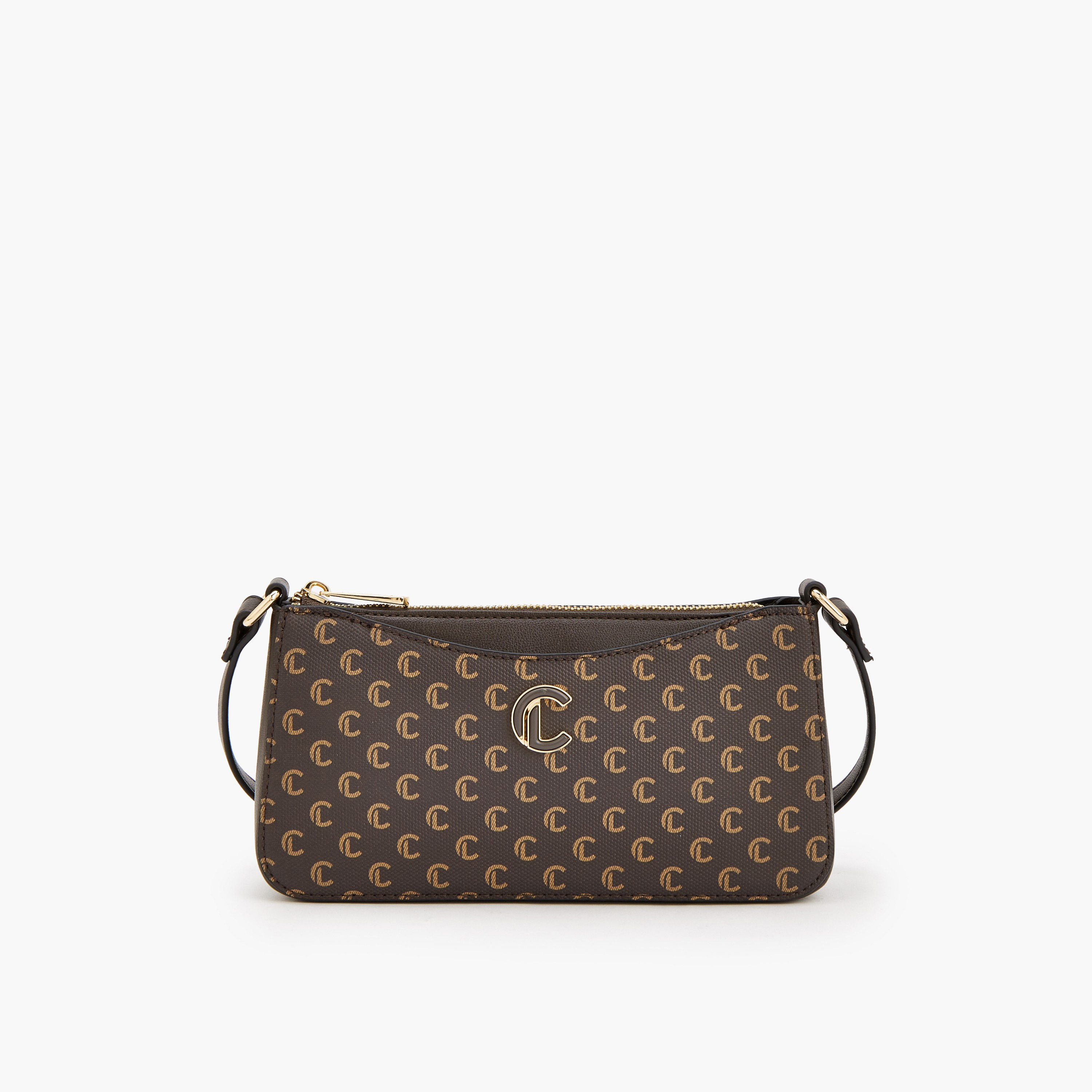 شنطة كروس بودي بسحاب إغلاق وطبعات مونوجرام من لو كونفورت-women-bagsandwallets-handbags-image-1