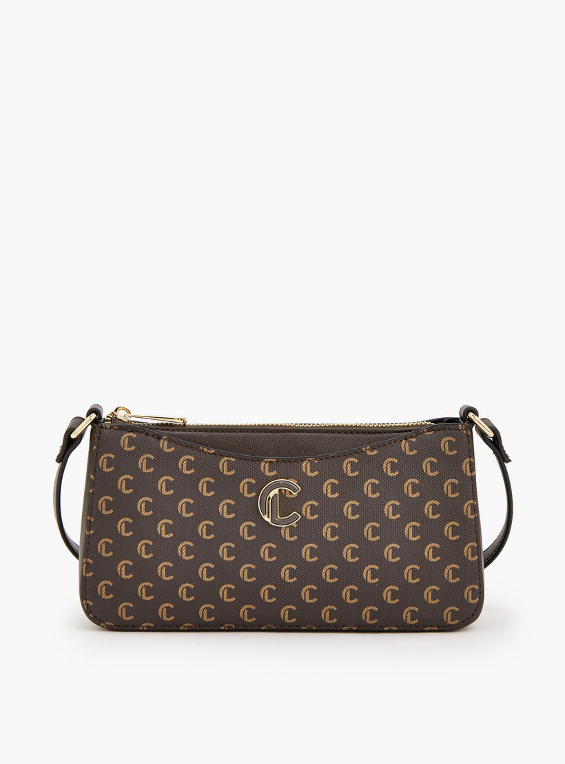 شنطة كروس بودي بسحاب إغلاق وطبعات مونوجرام من لو كونفورت-women-bagsandwallets-handbags-image-1