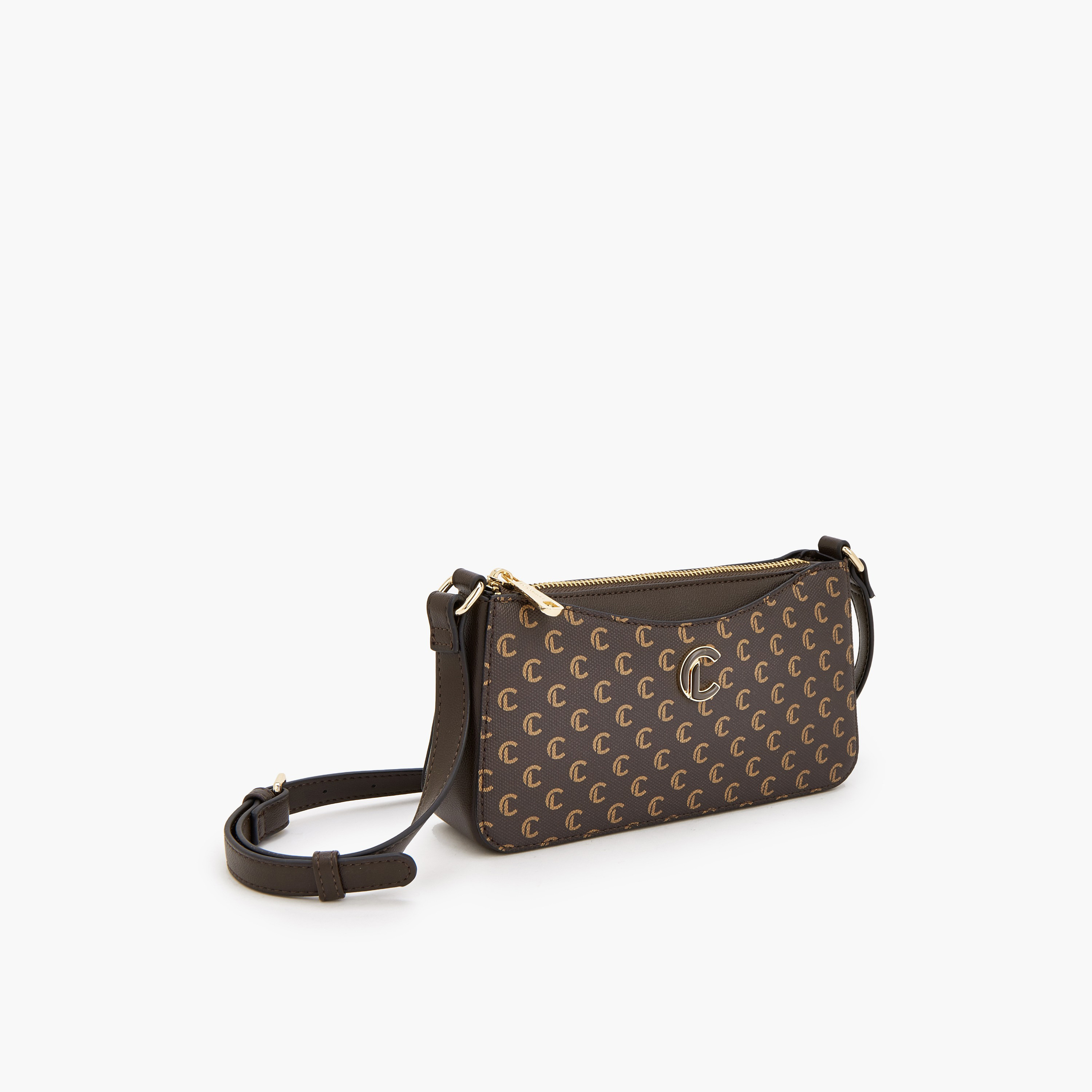 شنطة كروس بودي بسحاب إغلاق وطبعات مونوجرام من لو كونفورت-women-bagsandwallets-handbags-image-3