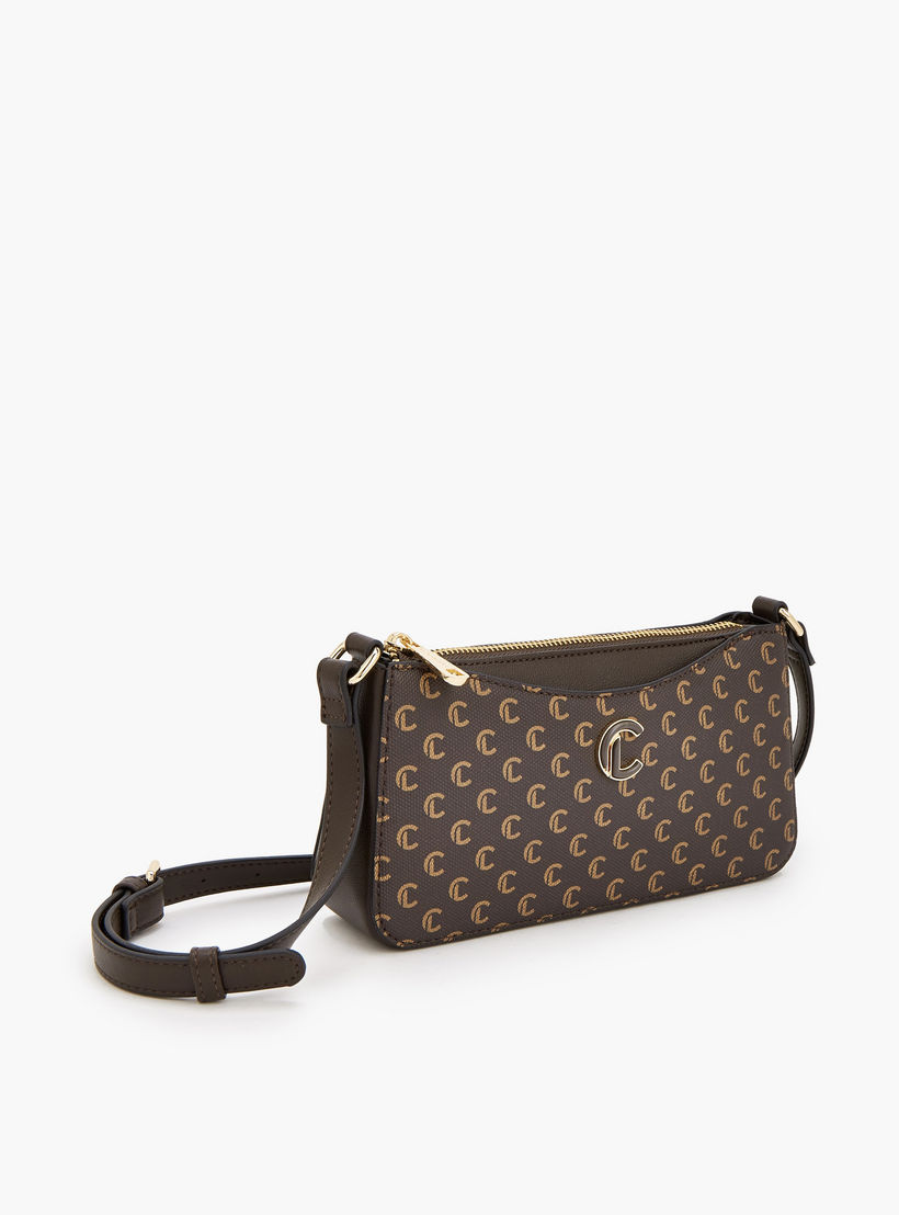 شنطة كروس بودي بسحاب إغلاق وطبعات مونوجرام من لو كونفورت-women-bagsandwallets-handbags-image-3