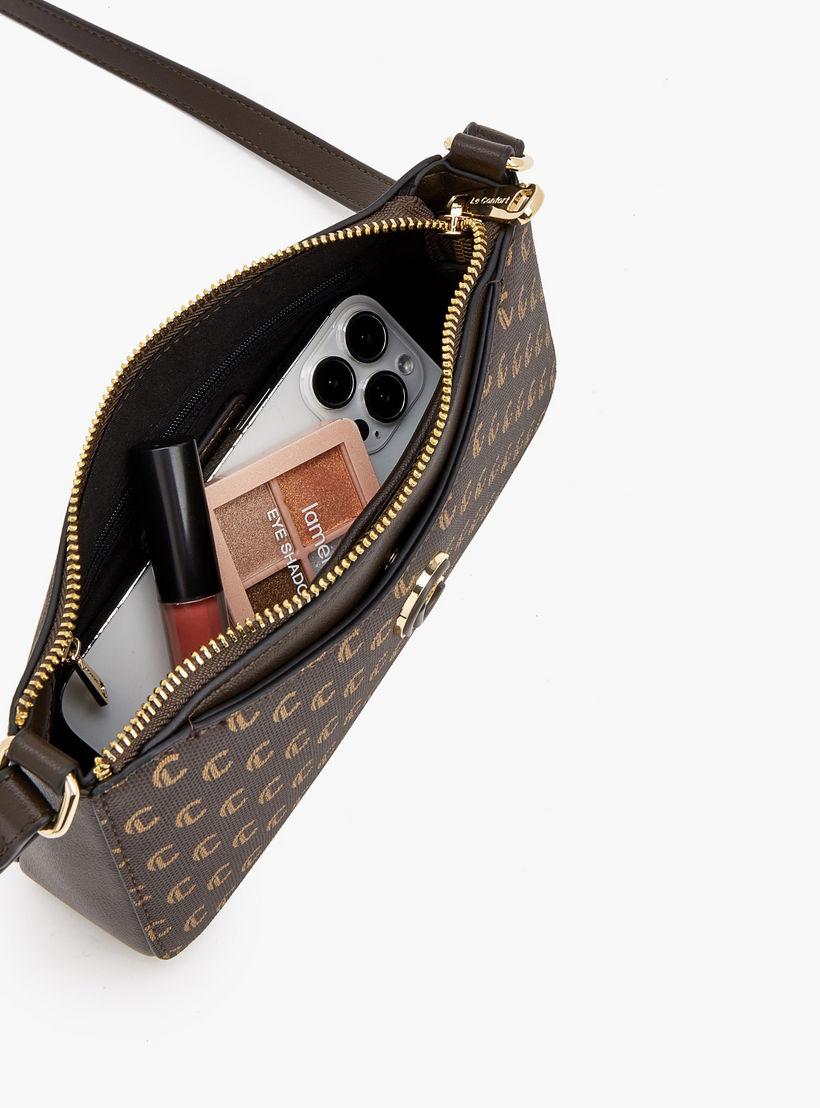 شنطة كروس بودي بسحاب إغلاق وطبعات مونوجرام من لو كونفورت-women-bagsandwallets-handbags-image-7