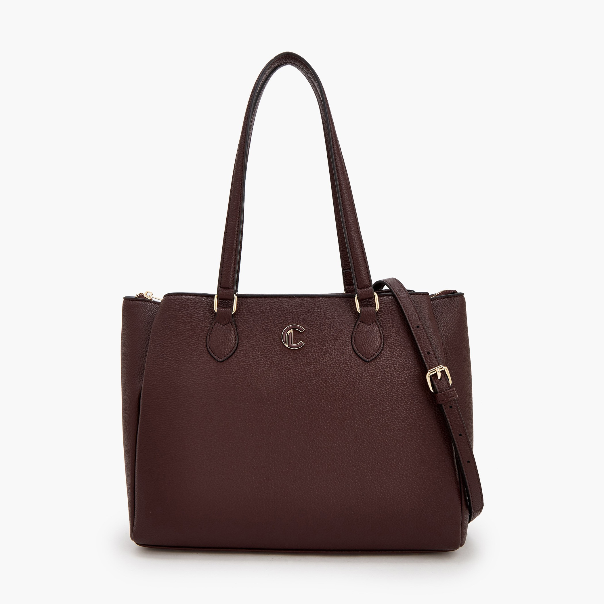 شنطة توت سادة مع حزام قابل للفصل وسحاب إغلاق من لو كومفورت-women-bagsandwallets-handbags-image-1