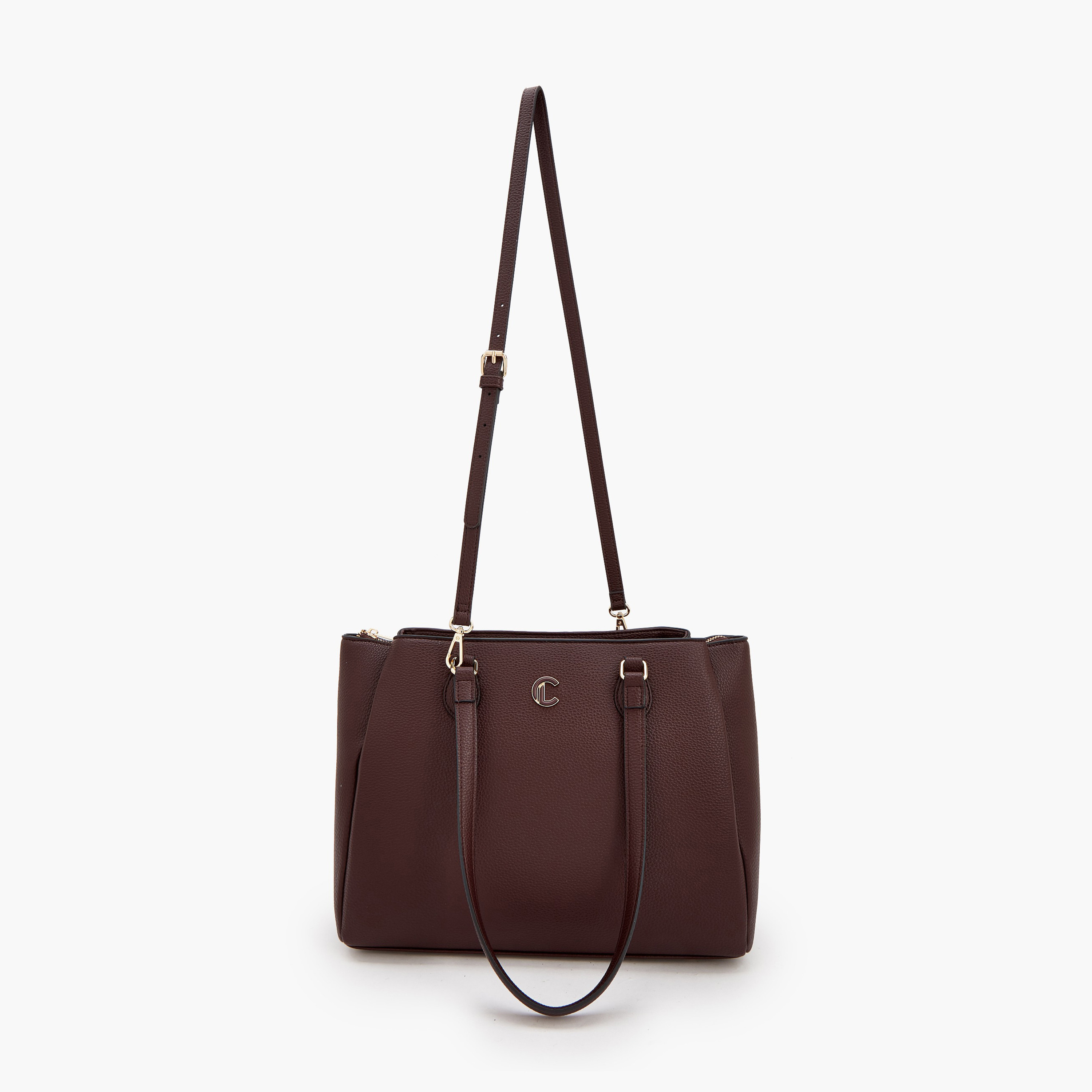 شنطة توت سادة مع حزام قابل للفصل وسحاب إغلاق من لو كومفورت-women-bagsandwallets-handbags-image-2