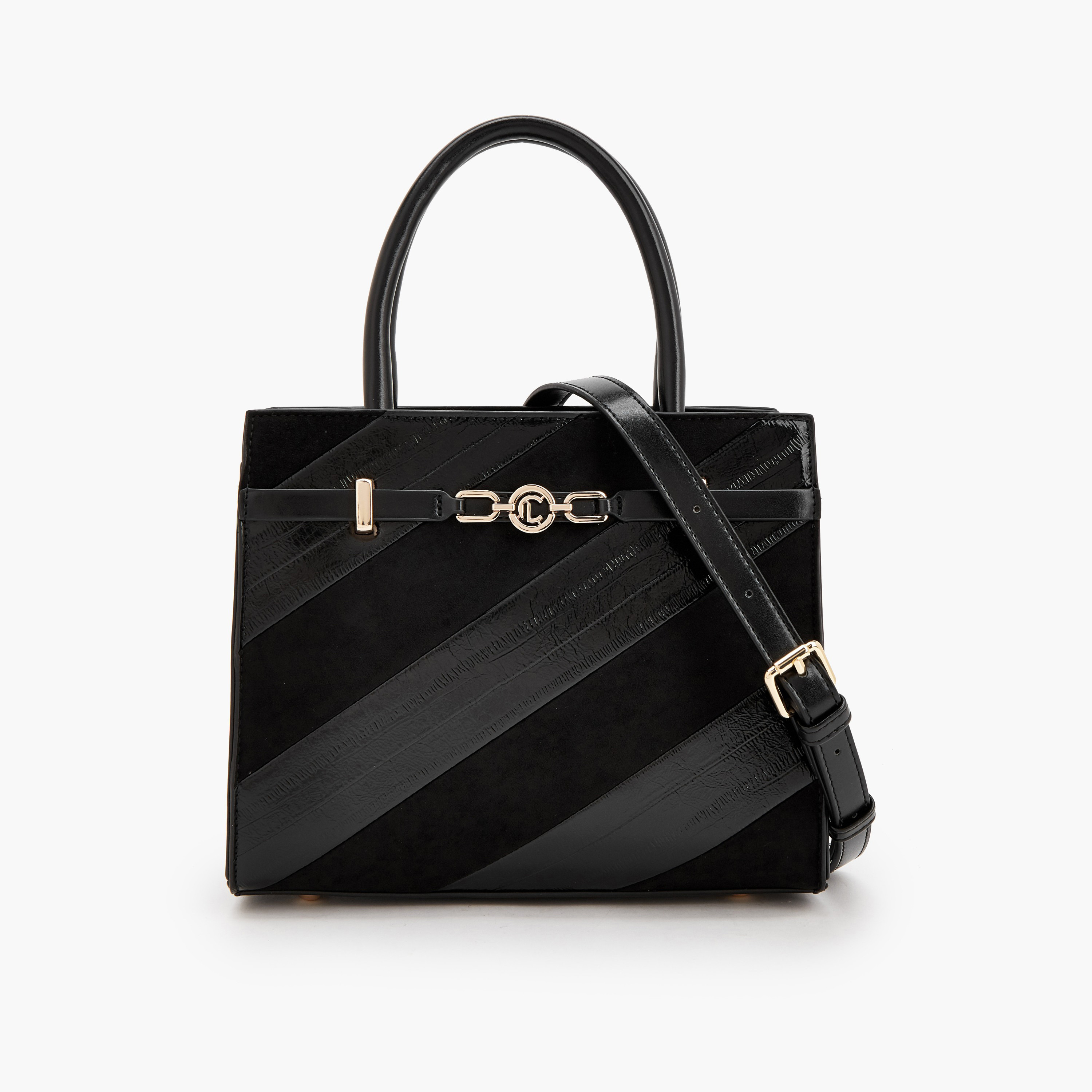 شنطة توتي مخططة بحزام قابل للفصل من لو كونفورت-women-bagsandwallets-handbags-image-1