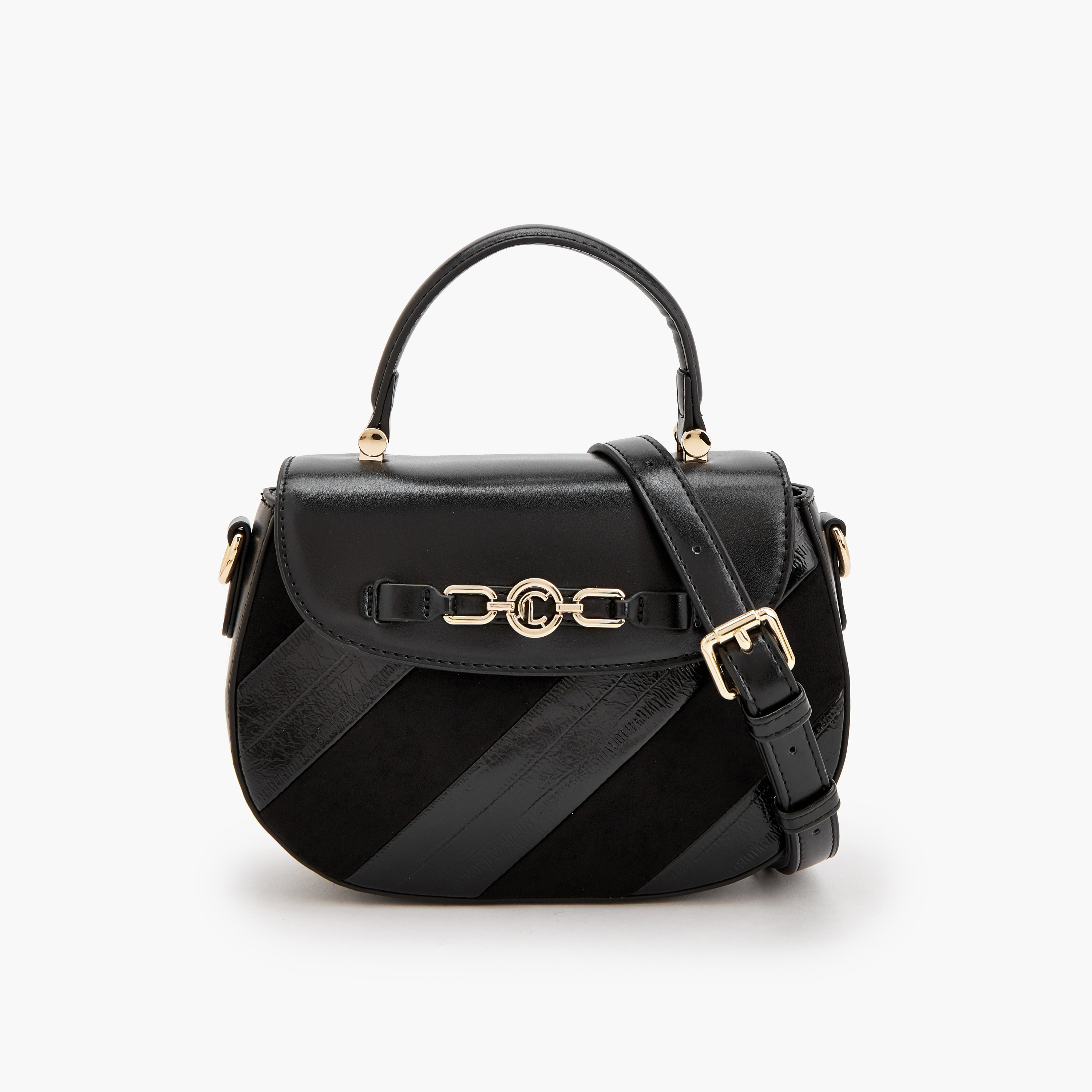شنطة ساتشيل شمواه مخططة بزينة ميتاليك من لو كونفورت-women-bagsandwallets-handbags-image-1