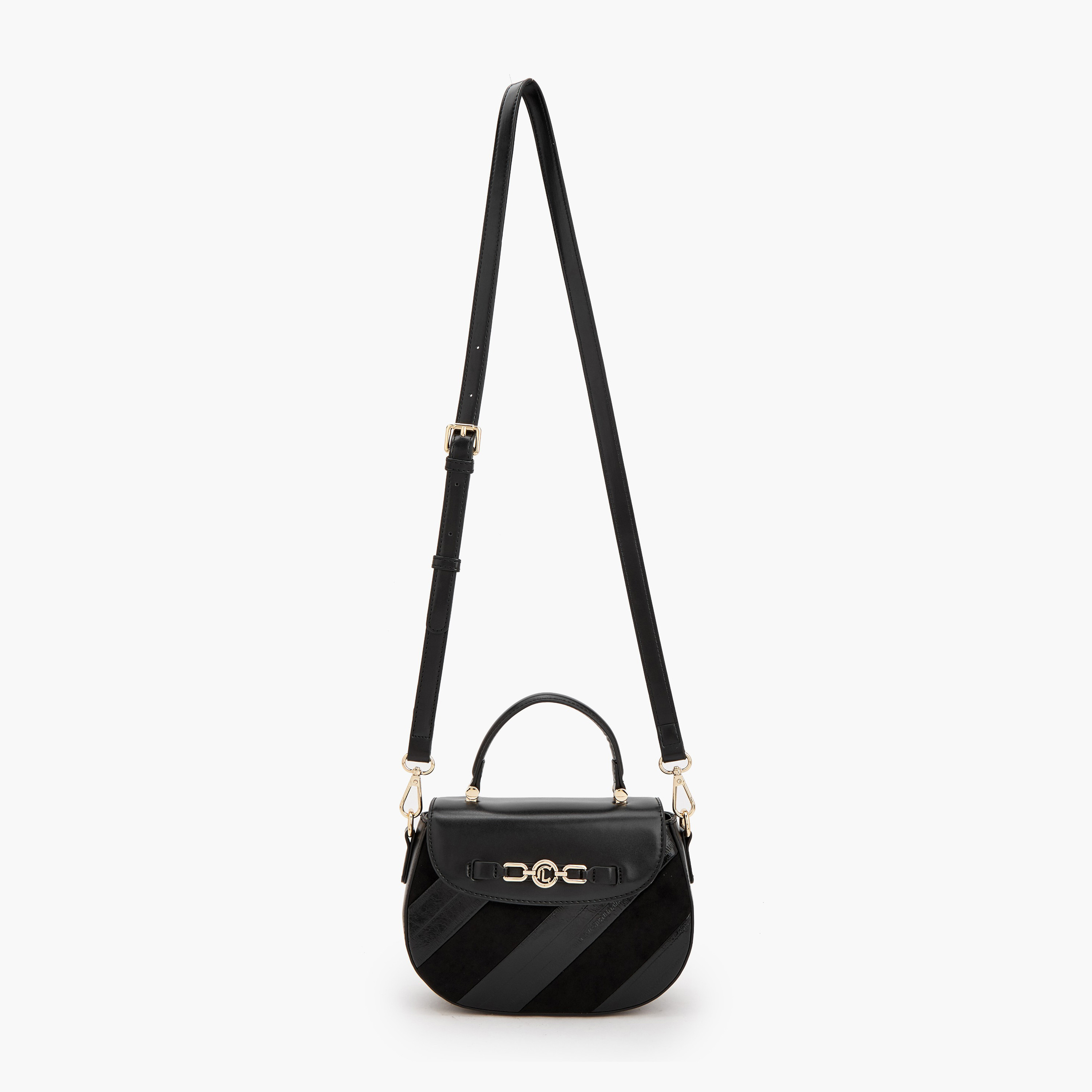 شنطة ساتشيل شمواه مخططة بزينة ميتاليك من لو كونفورت-women-bagsandwallets-handbags-image-2