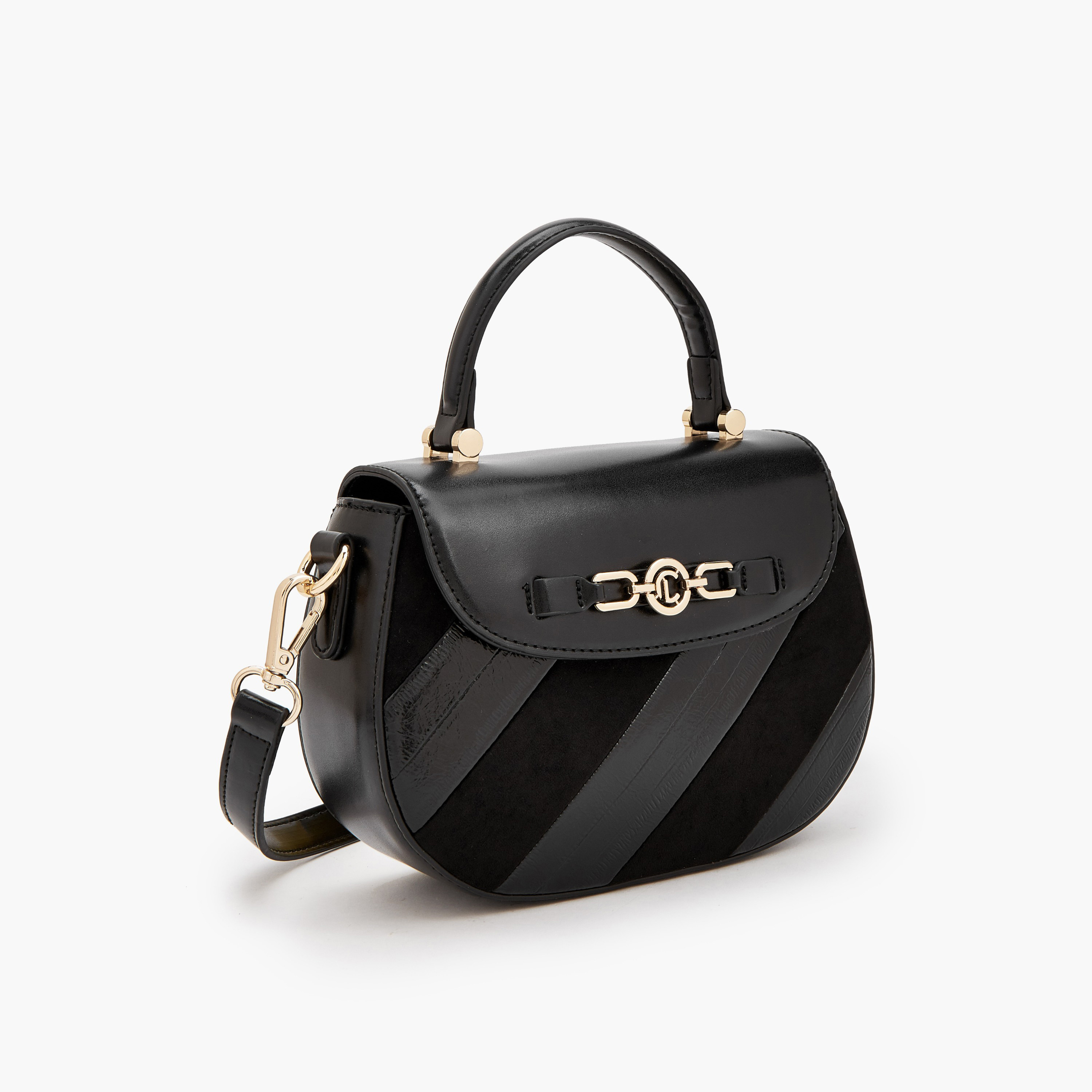 شنطة ساتشيل شمواه مخططة بزينة ميتاليك من لو كونفورت-women-bagsandwallets-handbags-image-3