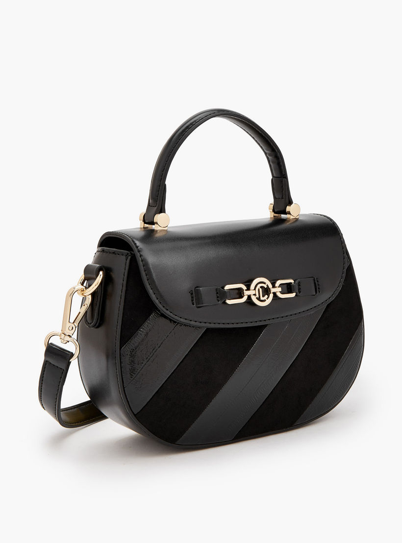 شنطة ساتشيل شمواه مخططة بزينة ميتاليك من لو كونفورت-women-bagsandwallets-handbags-image-3