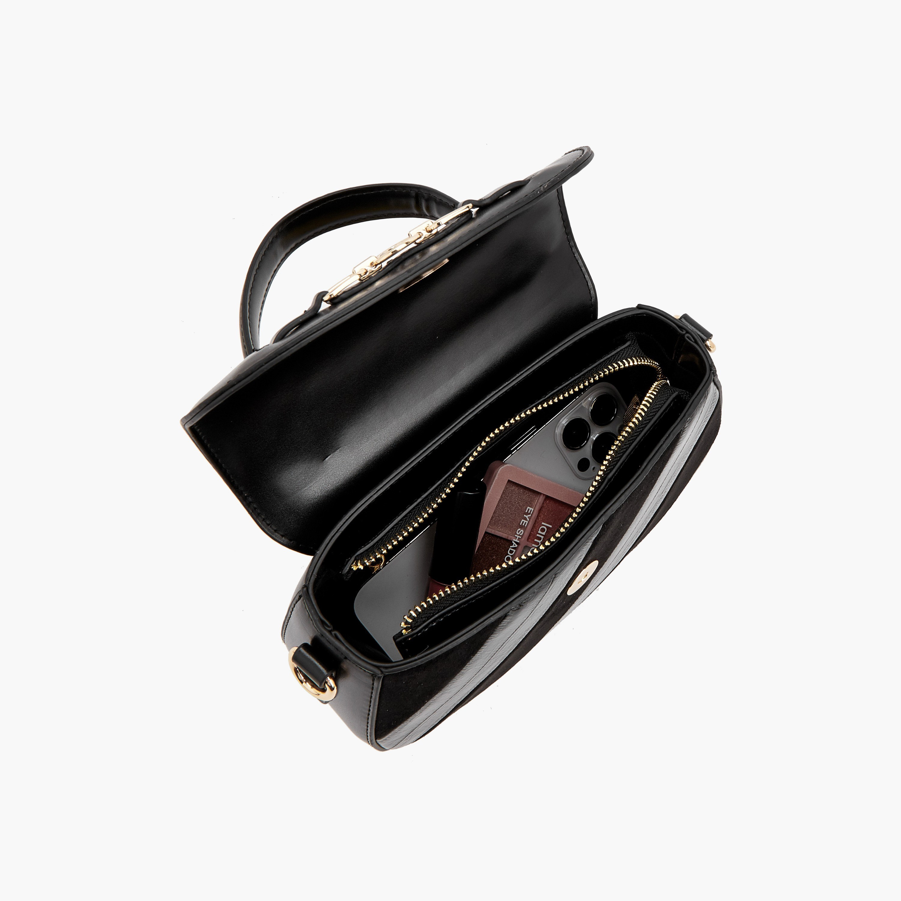 شنطة ساتشيل شمواه مخططة بزينة ميتاليك من لو كونفورت-women-bagsandwallets-handbags-image-7