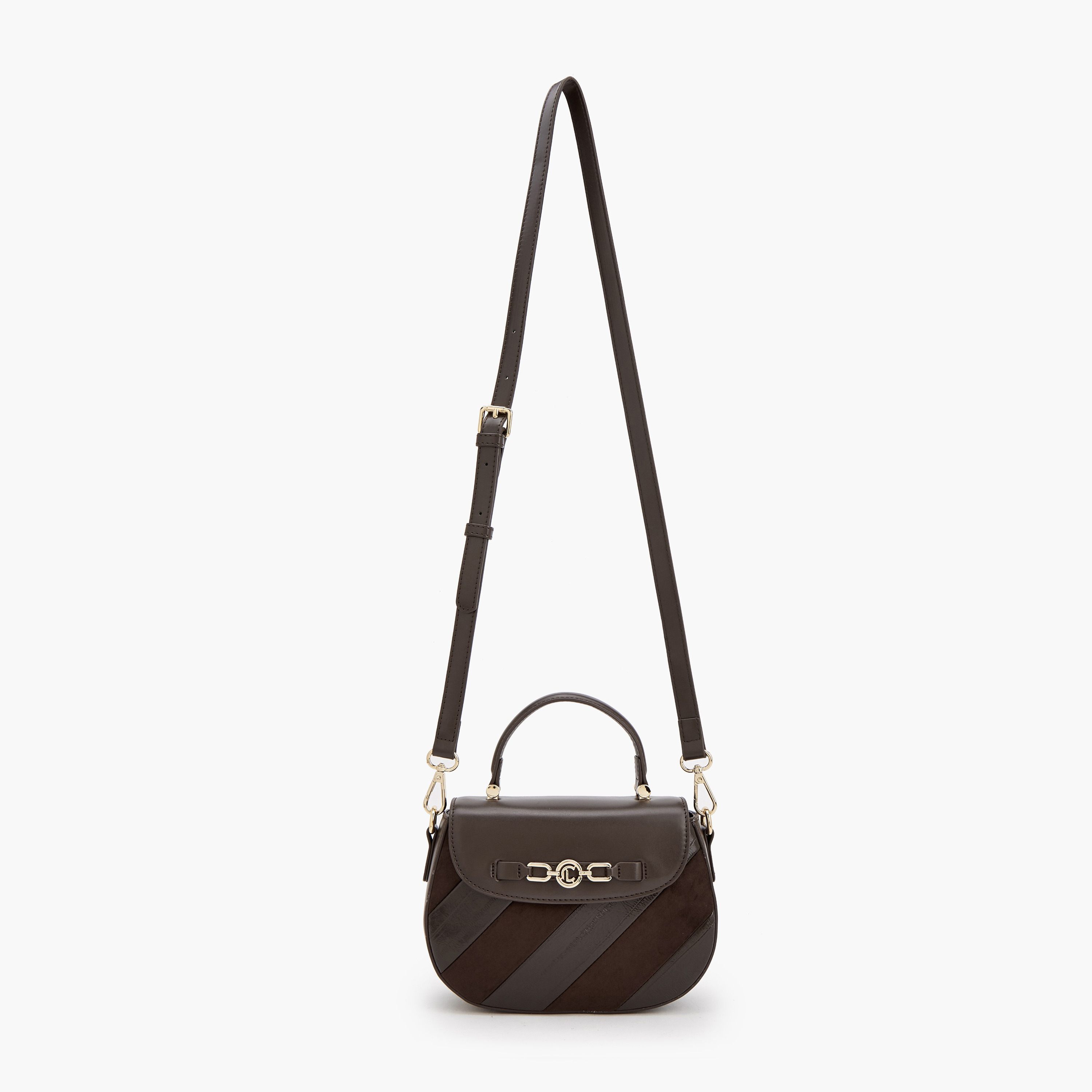 شنطة ساتشيل شمواه مخططة بزينة ميتاليك من لو كونفورت-women-bagsandwallets-handbags-image-2