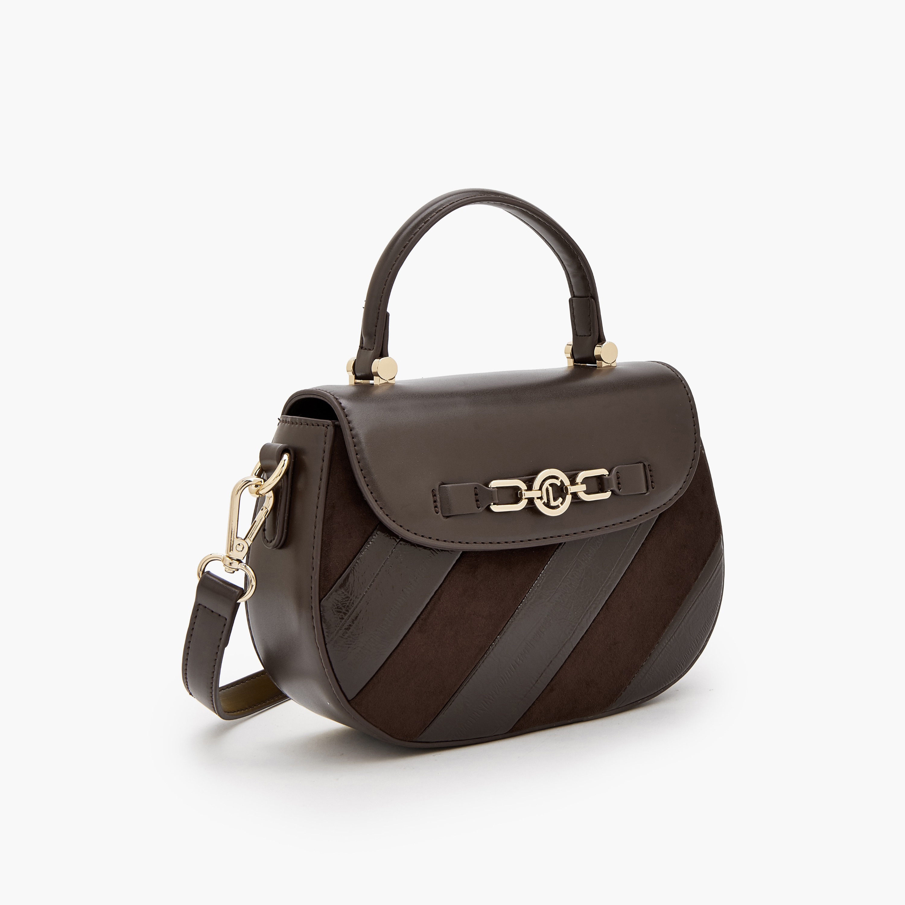 شنطة ساتشيل شمواه مخططة بزينة ميتاليك من لو كونفورت-women-bagsandwallets-handbags-image-3