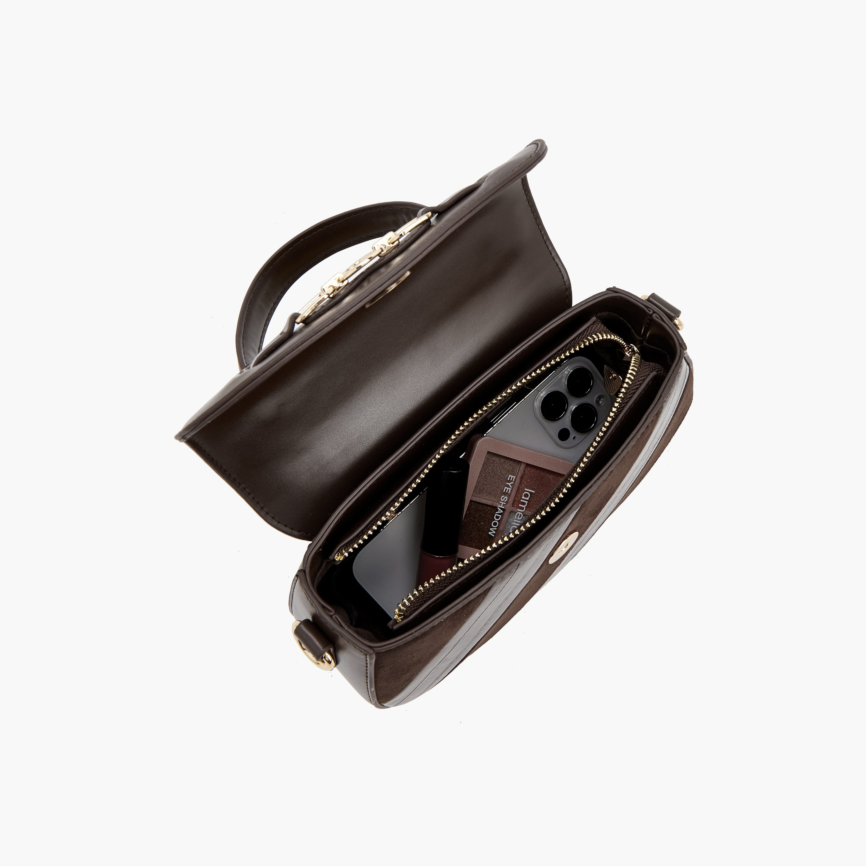 شنطة ساتشيل شمواه مخططة بزينة ميتاليك من لو كونفورت-women-bagsandwallets-handbags-image-7