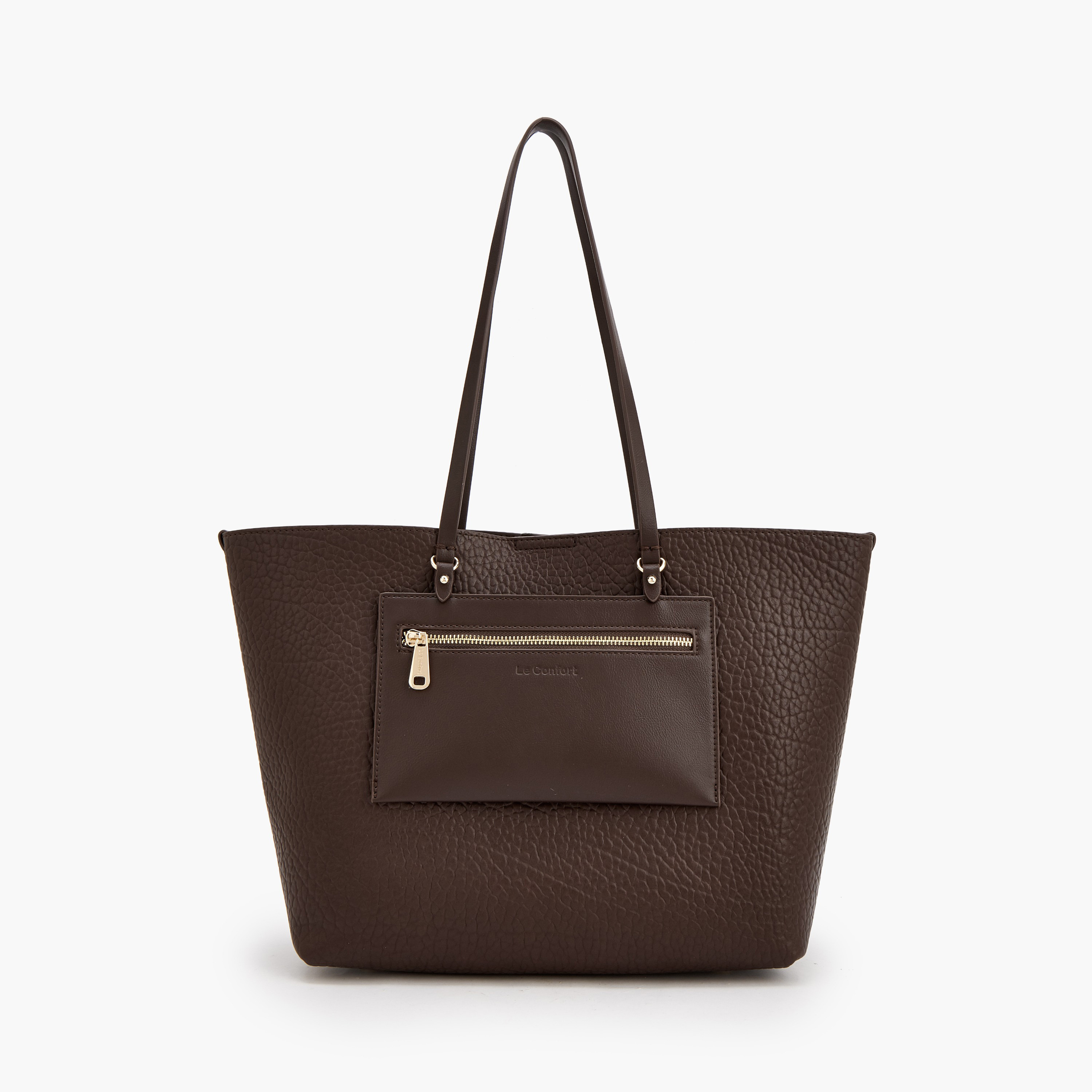 Le Confort Textured Tote Bag with Pouch-women-bagsandwallets-handbags-image-1