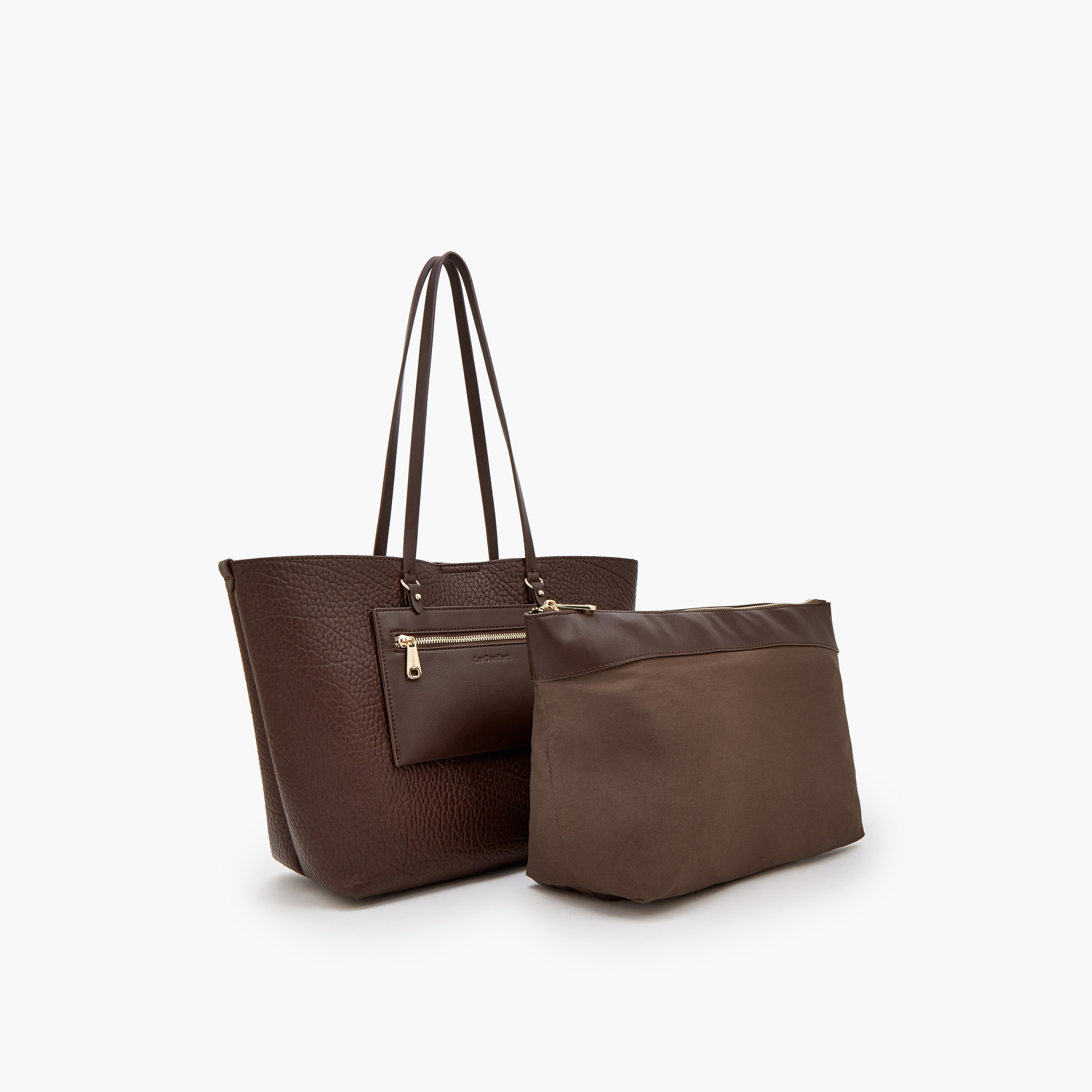 Le Confort Textured Tote Bag with Pouch-women-bagsandwallets-handbags-image-7