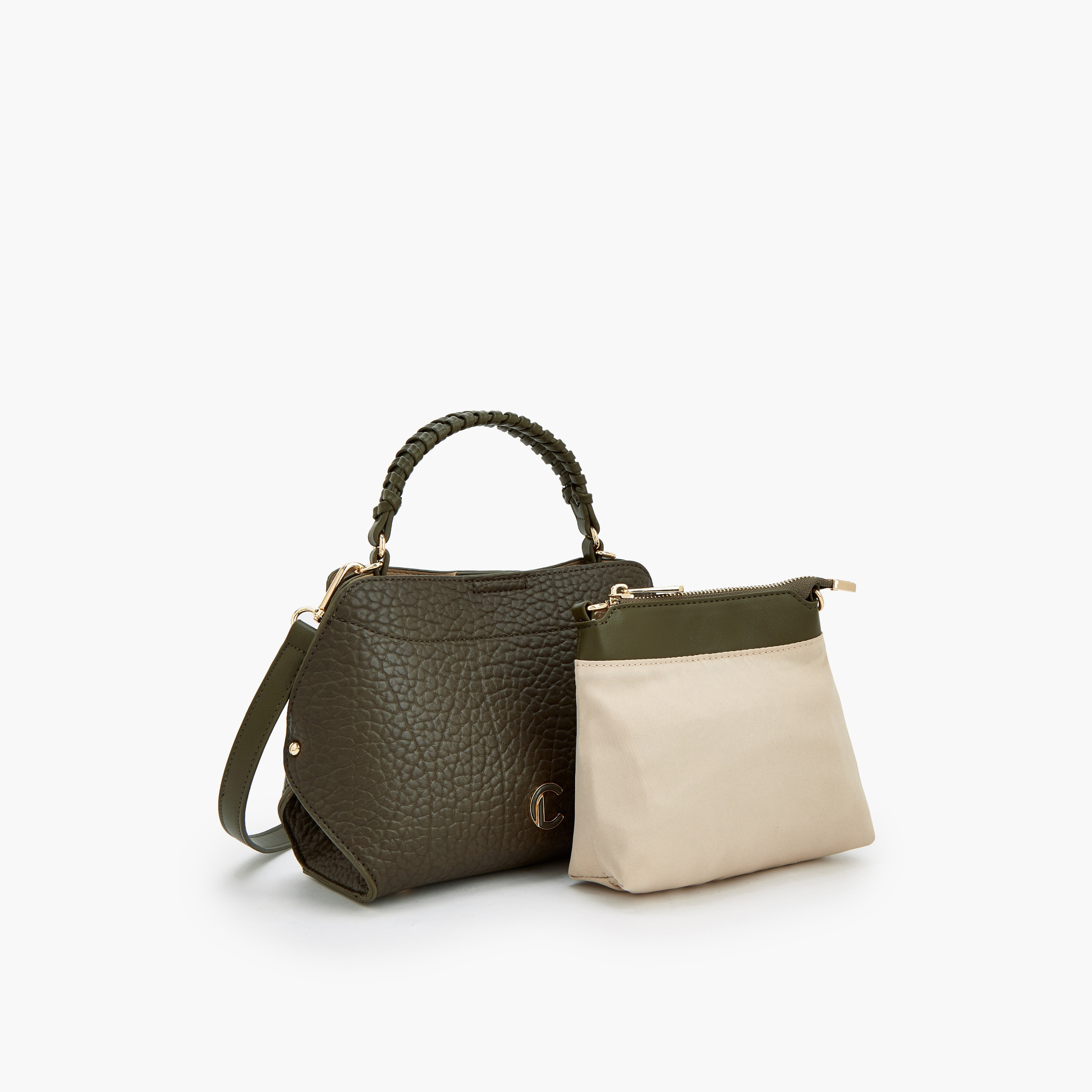 Le Confort Textured Crossbody Bag with Braided Top Handle-women-bagsandwallets-handbags-image-6