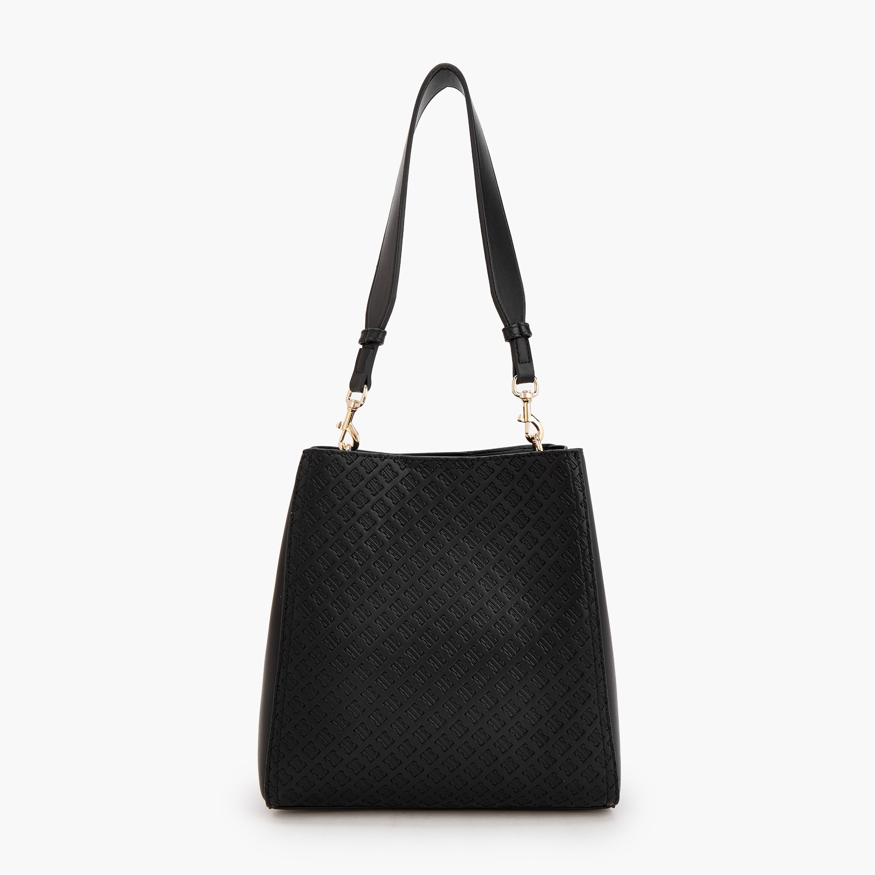 شنطة كتف بنقوش مونوجرام وزينة ميتاليك من إيل-women-bagsandwallets-handbags-image-2