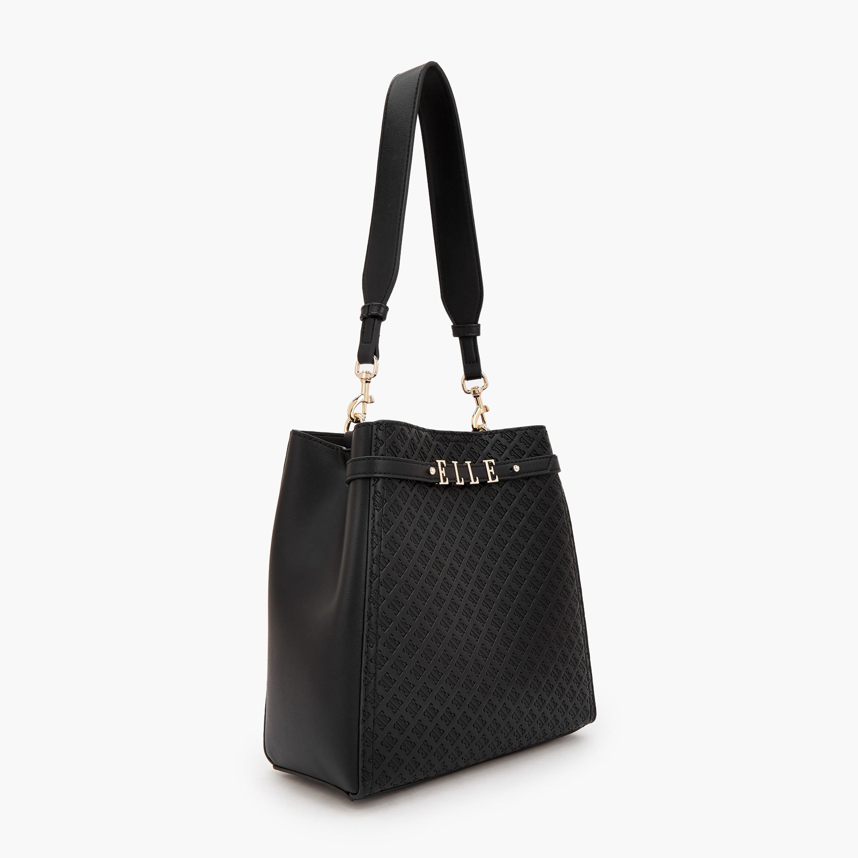 شنطة كتف بنقوش مونوجرام وزينة ميتاليك من إيل-women-bagsandwallets-handbags-image-3