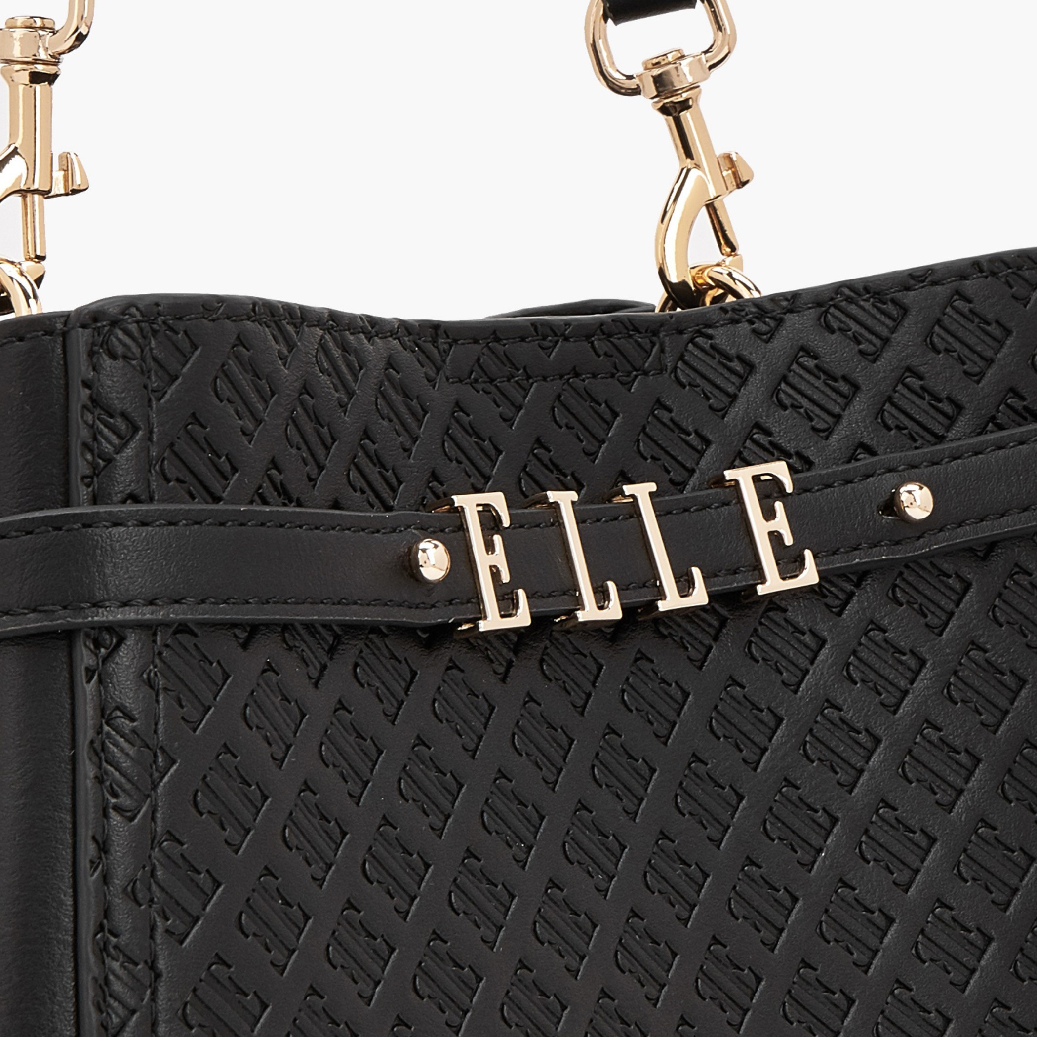 شنطة كتف بنقوش مونوجرام وزينة ميتاليك من إيل-women-bagsandwallets-handbags-image-4
