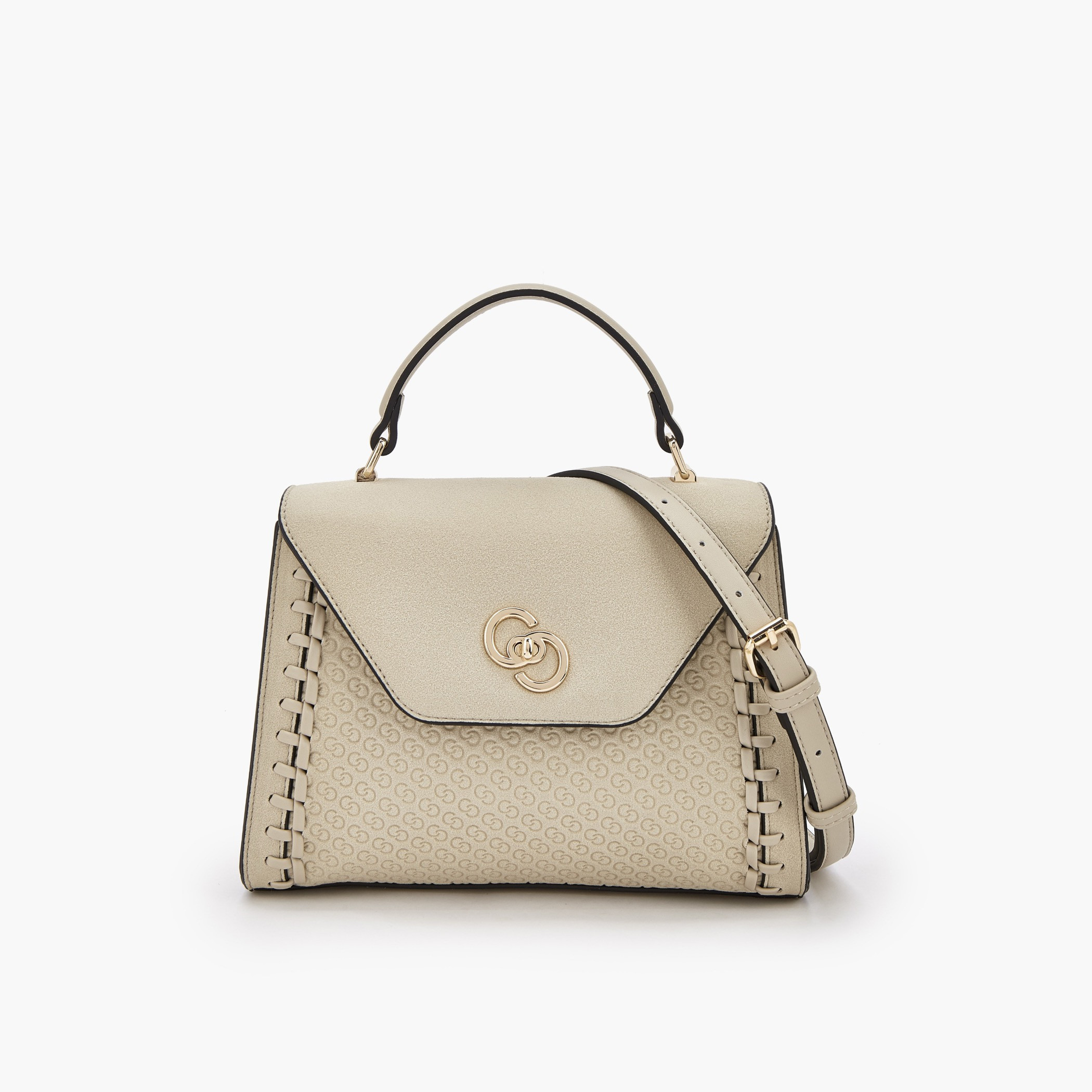 Celeste Textured Satchel Bag with Twist Lock Closure-women-bagsandwallets-handbags-image-1