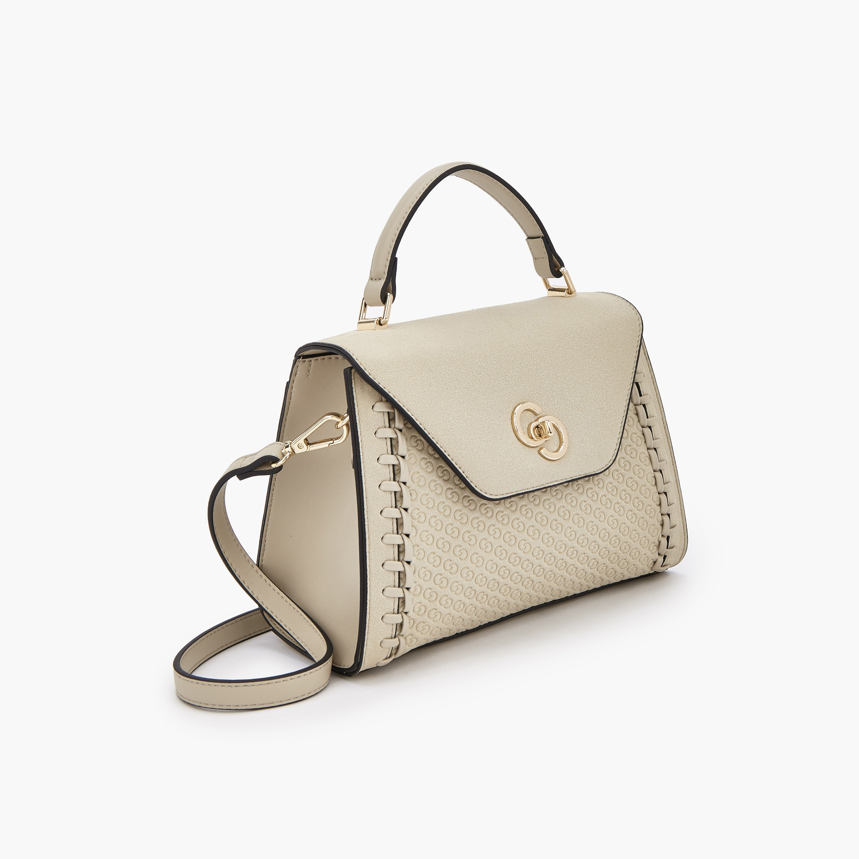 Celeste Textured Satchel Bag with Twist Lock Closure-women-bagsandwallets-handbags-image-3
