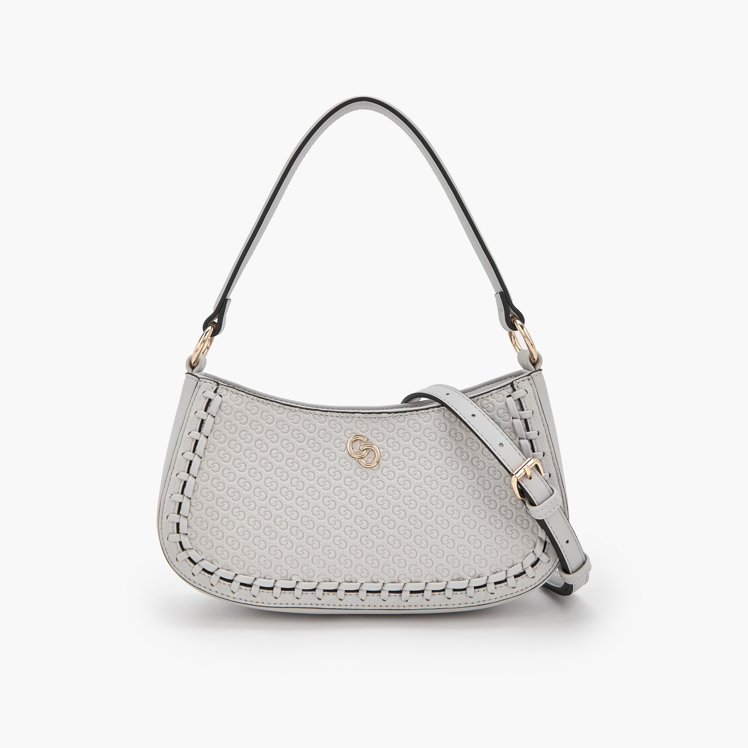 شنطة كتف بسحاب إغلاق ونقوش مونوجرام من سيليست-women-bagsandwallets-handbags-image-1