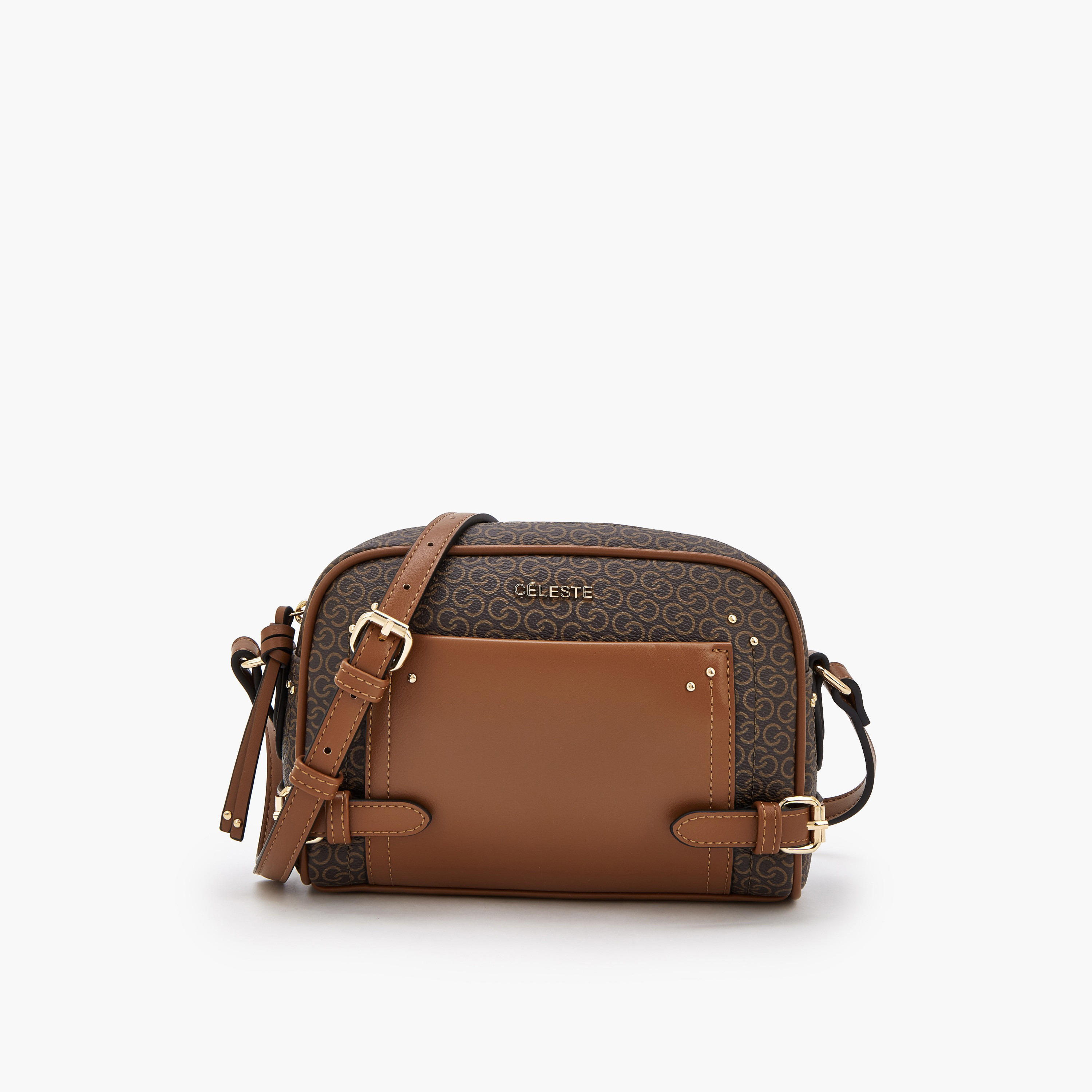 شنطة كروس بودي بسحاب إغلاق وطبعات مونوجرام من سيليست-women-bagsandwallets-handbags-image-1