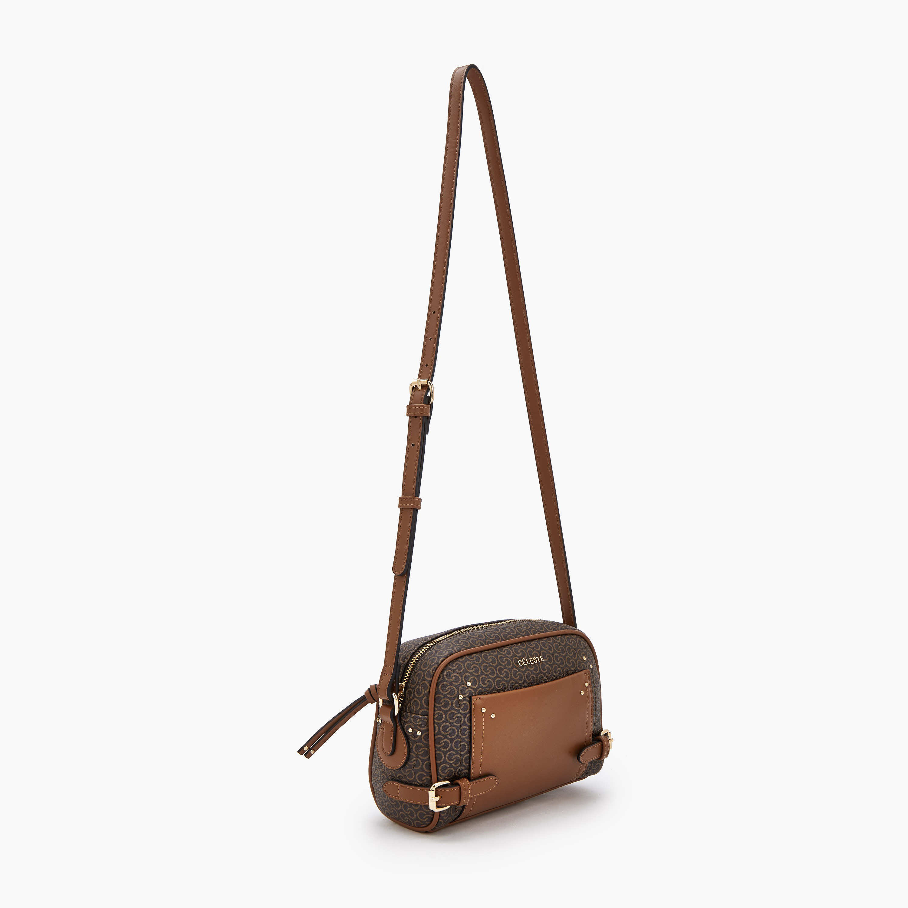 شنطة كروس بودي بسحاب إغلاق وطبعات مونوجرام من سيليست-women-bagsandwallets-handbags-image-2