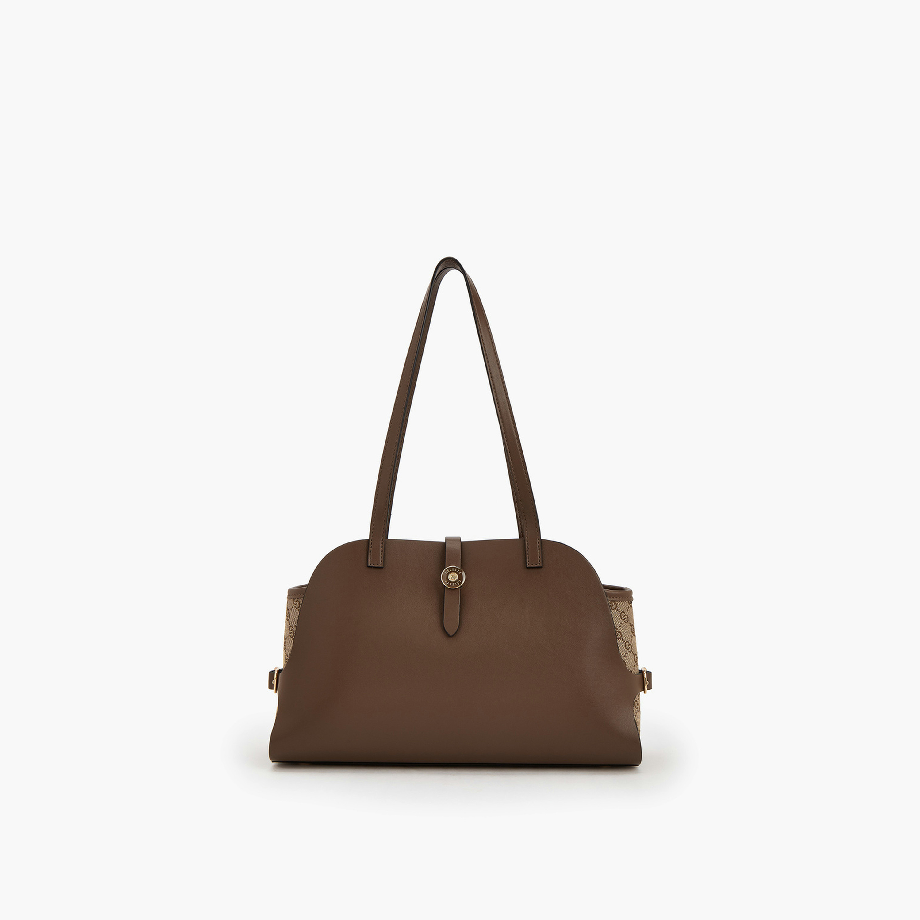 Celeste Monogram Textured Shoulder Bag with Double Handle-women-bagsandwallets-handbags-image-1