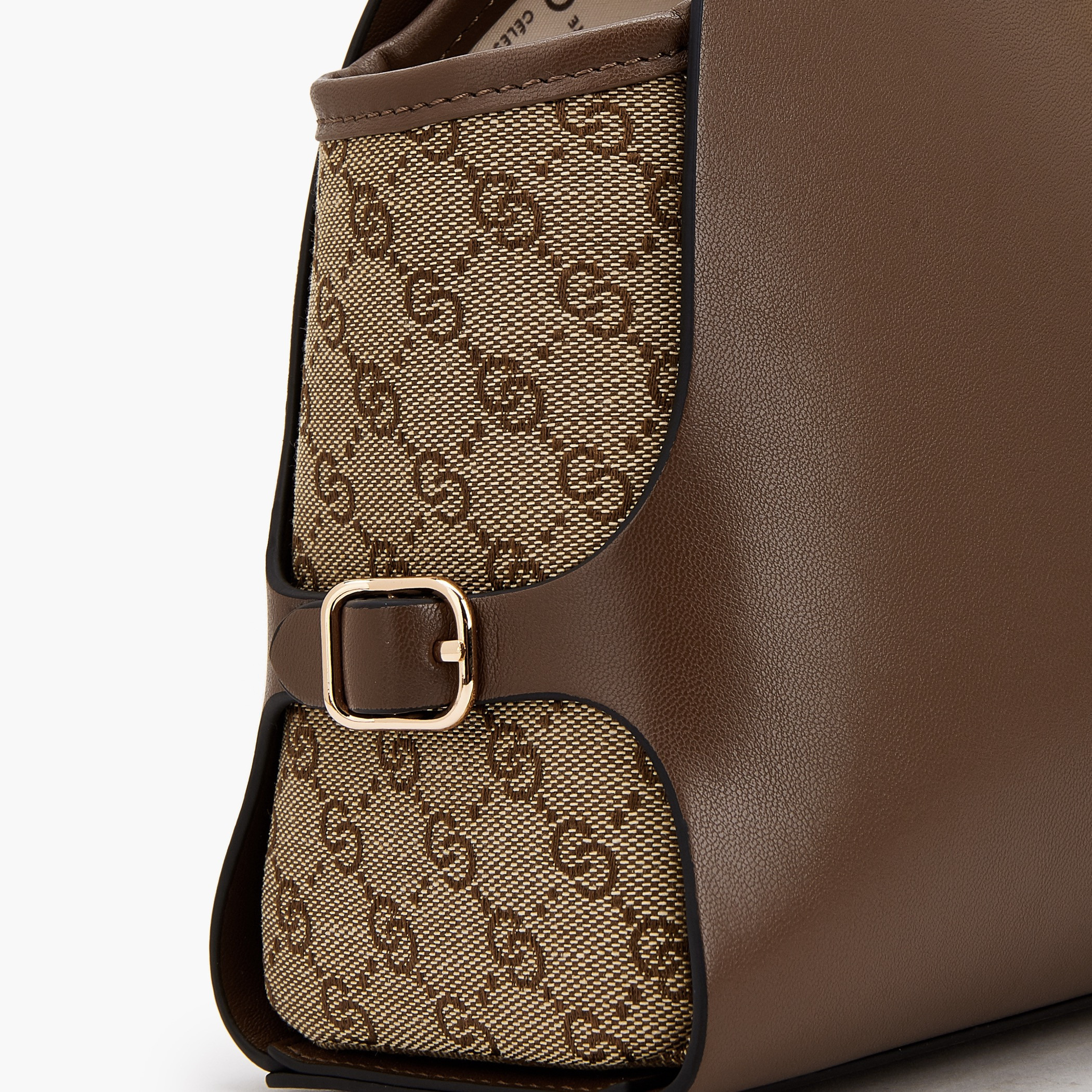 Celeste Monogram Textured Shoulder Bag with Double Handle-women-bagsandwallets-handbags-image-4