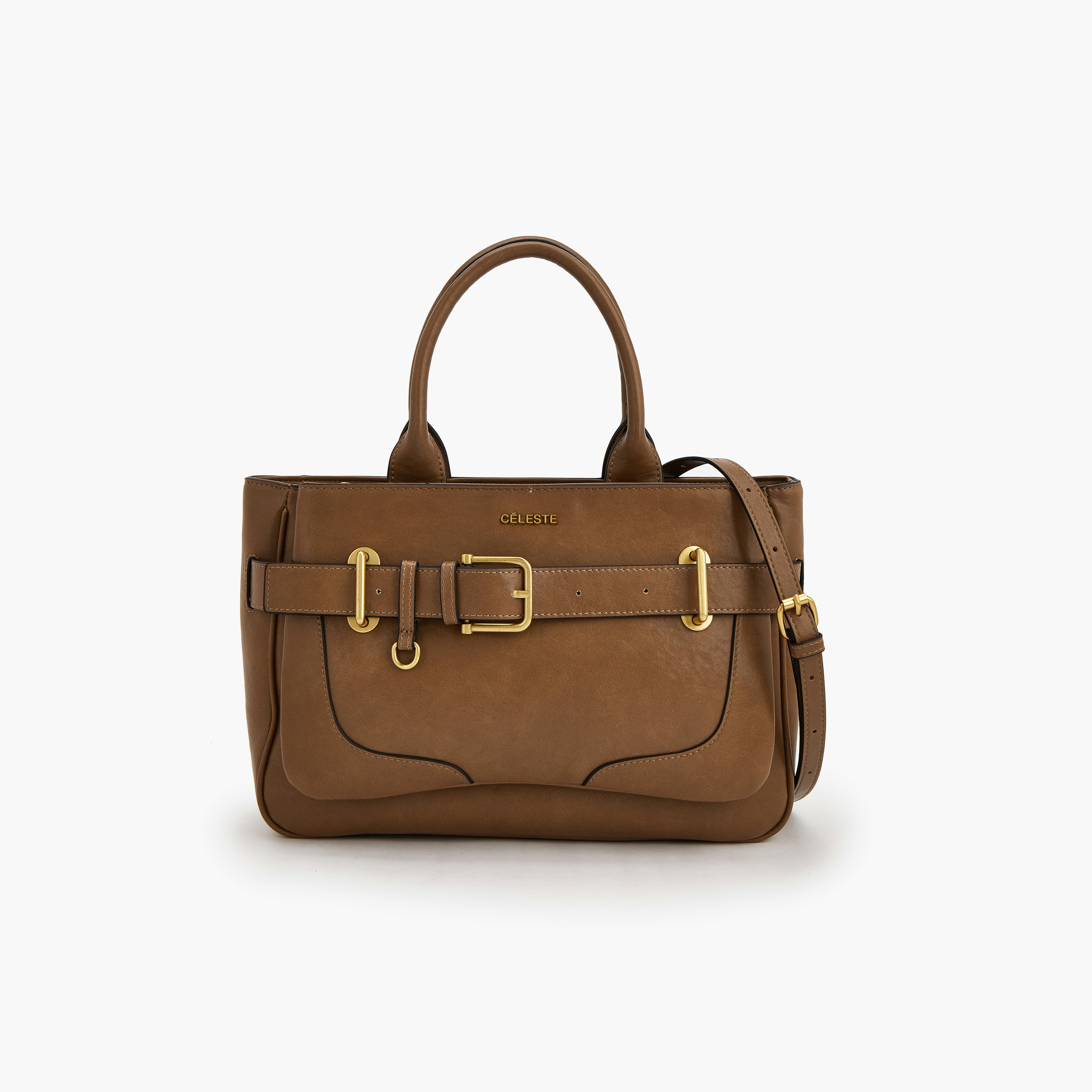 Celeste Buckled Detail Tote Bag with Zip Closure-women-bagsandwallets-handbags-image-1