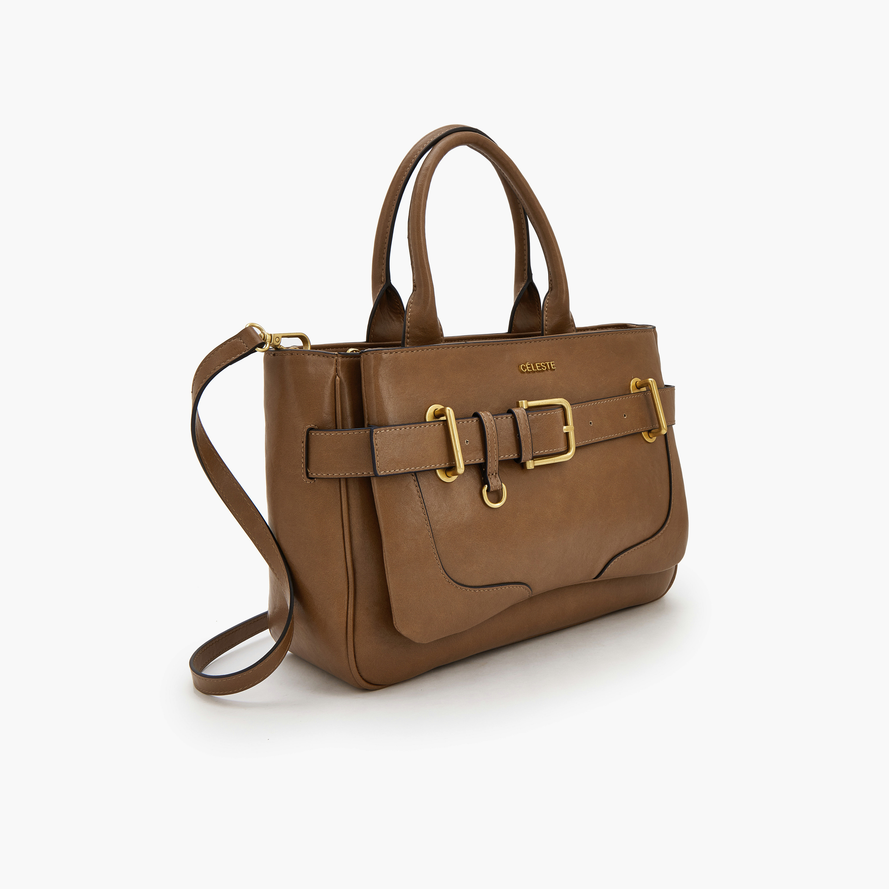 Celeste Buckled Detail Tote Bag with Zip Closure-women-bagsandwallets-handbags-image-2