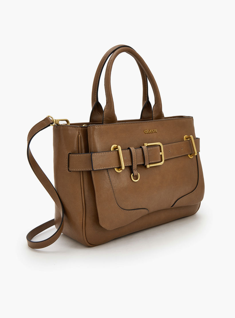 Celeste Buckled Detail Tote Bag with Zip Closure-women-bagsandwallets-handbags-image-2