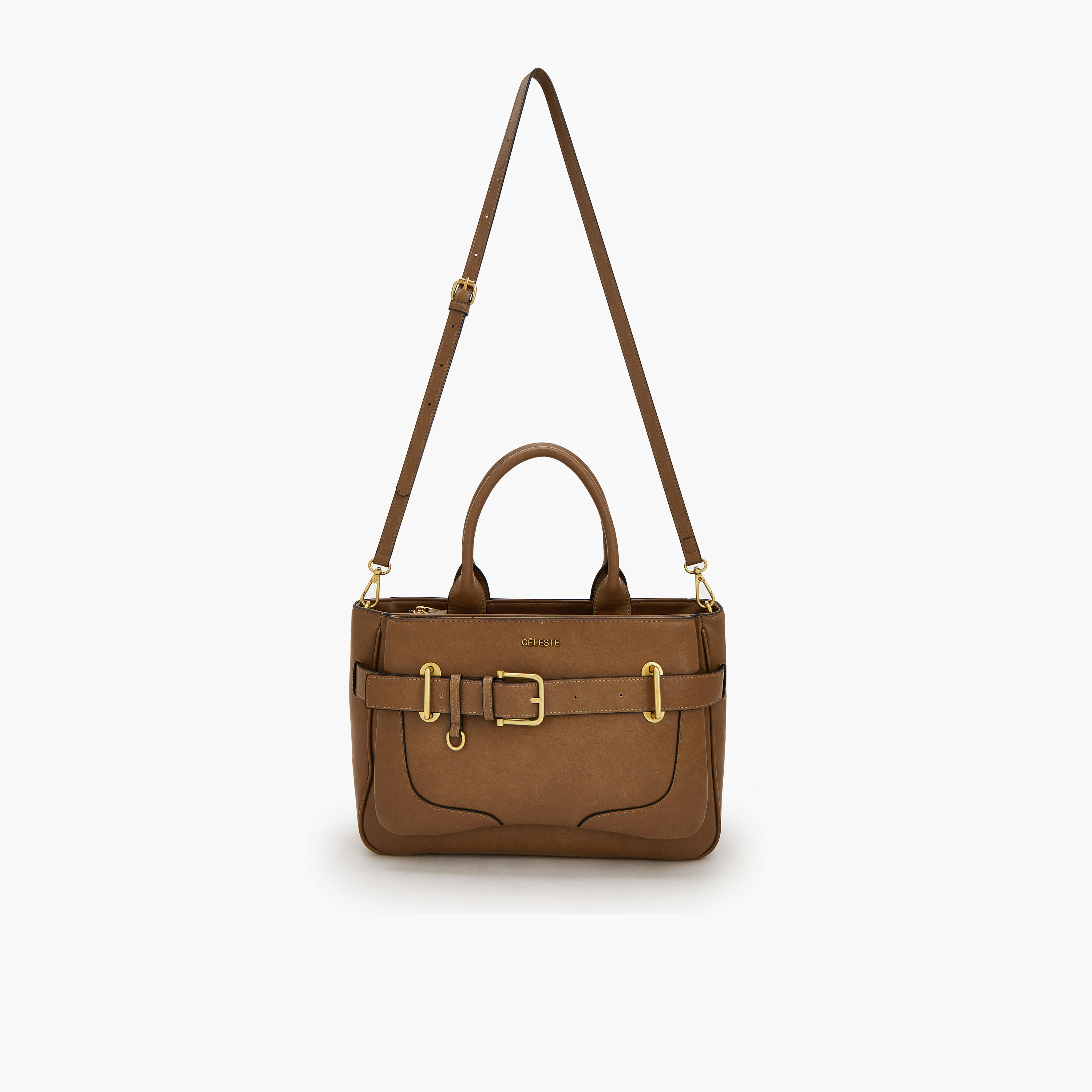Celeste Buckled Detail Tote Bag with Zip Closure-women-bagsandwallets-handbags-image-5