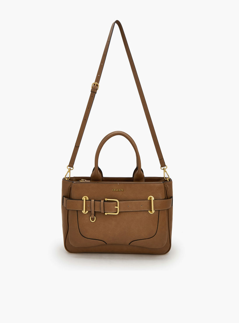Celeste Buckled Detail Tote Bag with Zip Closure-women-bagsandwallets-handbags-image-5