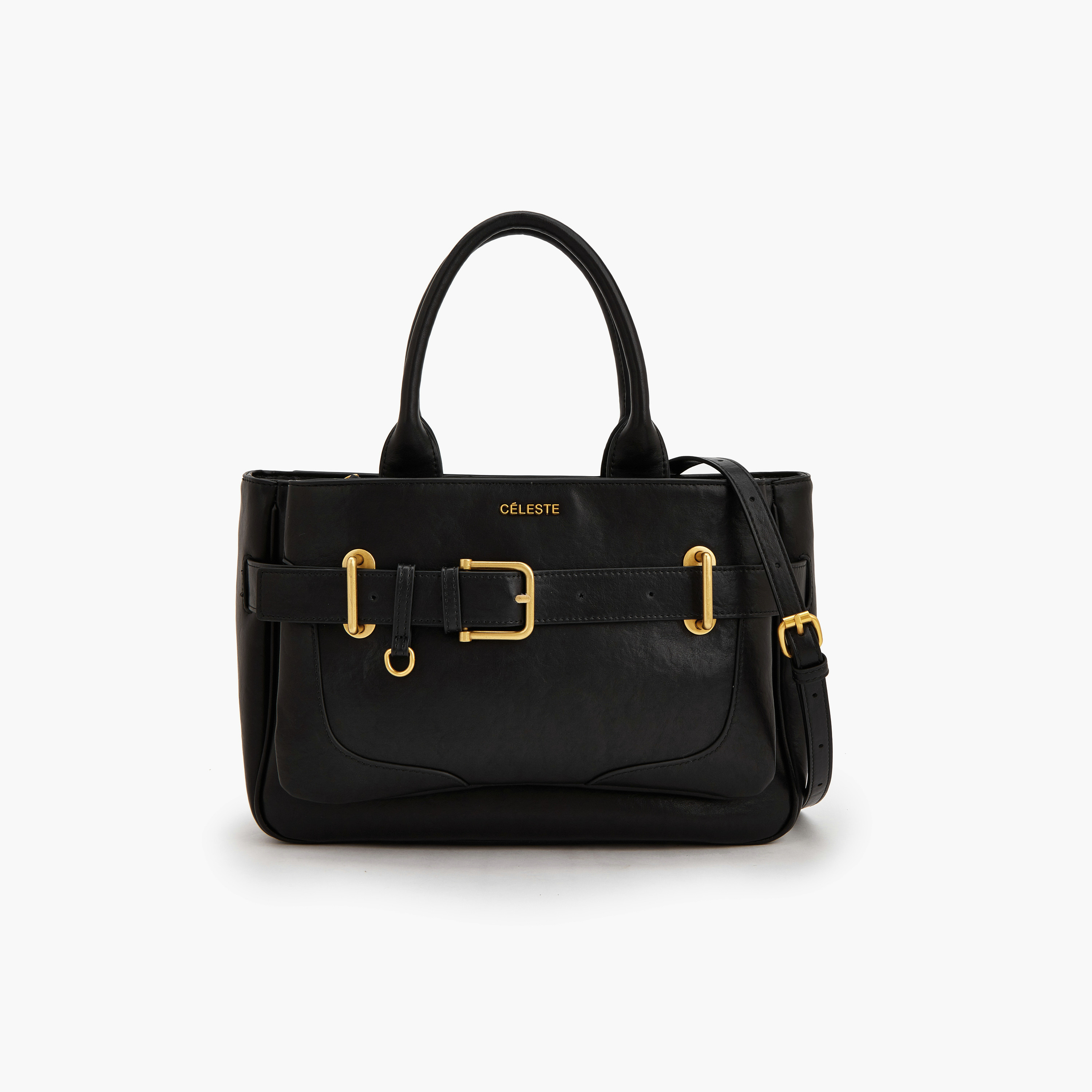 Celeste Buckled Detail Tote Bag with Zip Closure-women-bagsandwallets-handbags-image-1