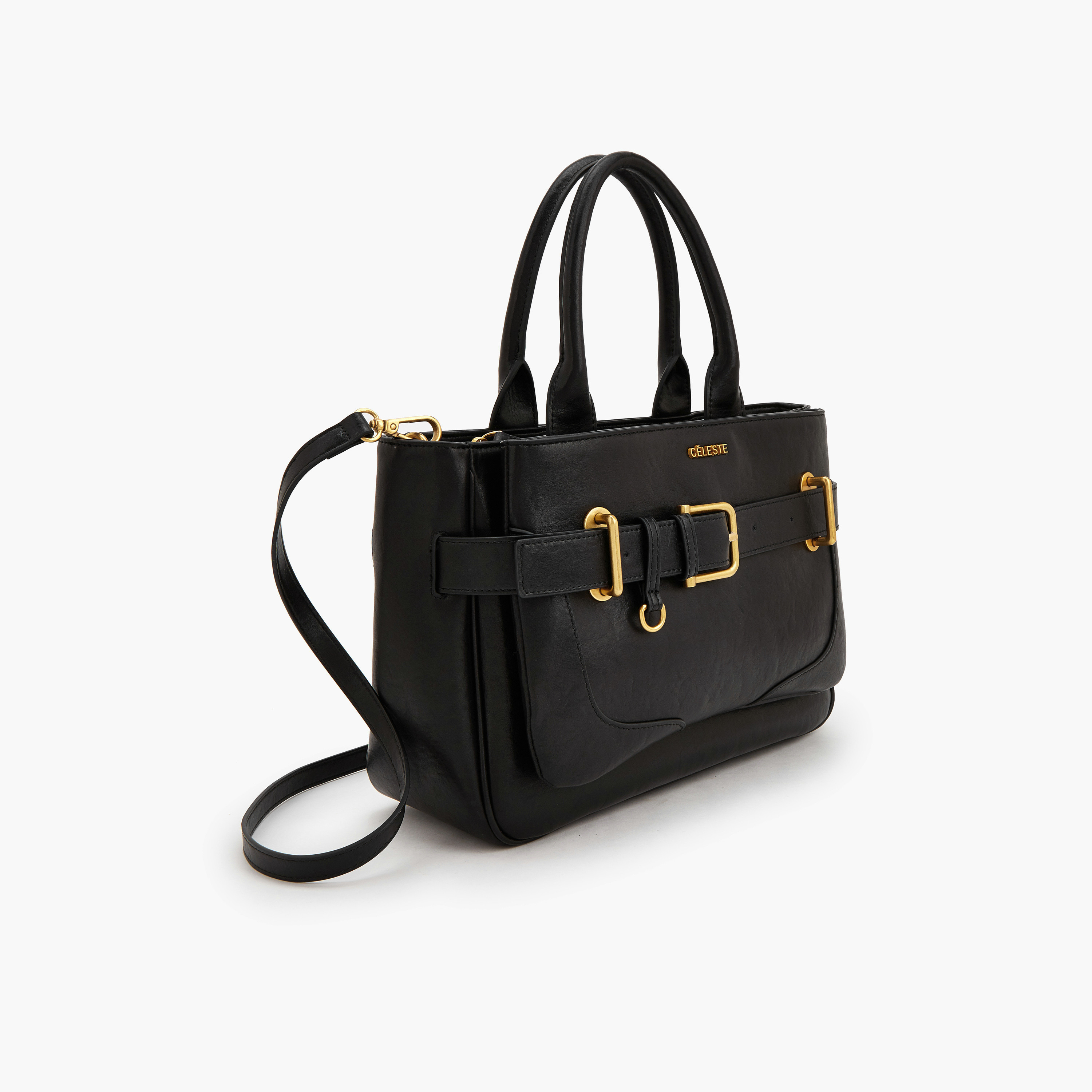 Celeste Buckled Detail Tote Bag with Zip Closure-women-bagsandwallets-handbags-image-2