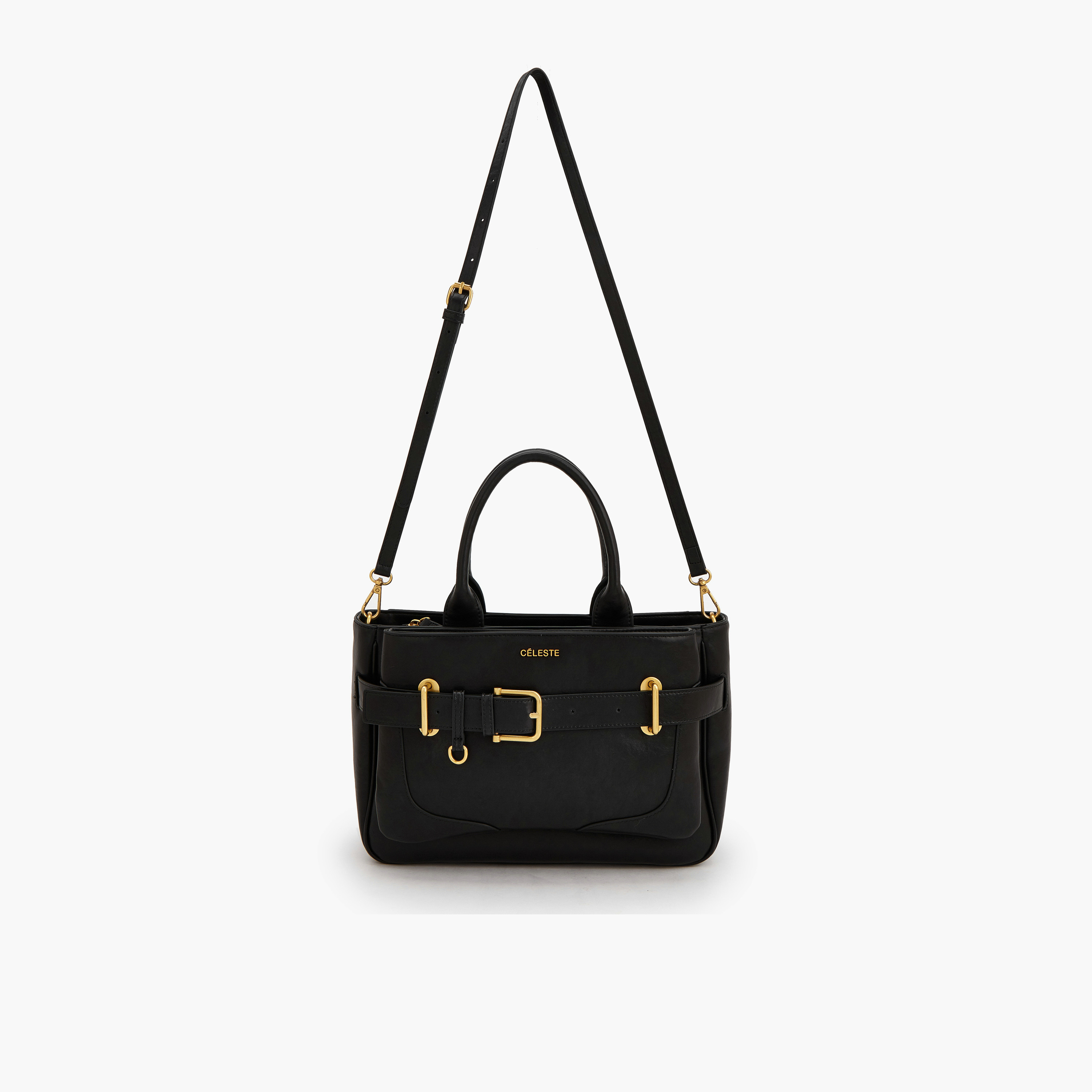 Celeste Buckled Detail Tote Bag with Zip Closure-women-bagsandwallets-handbags-image-5