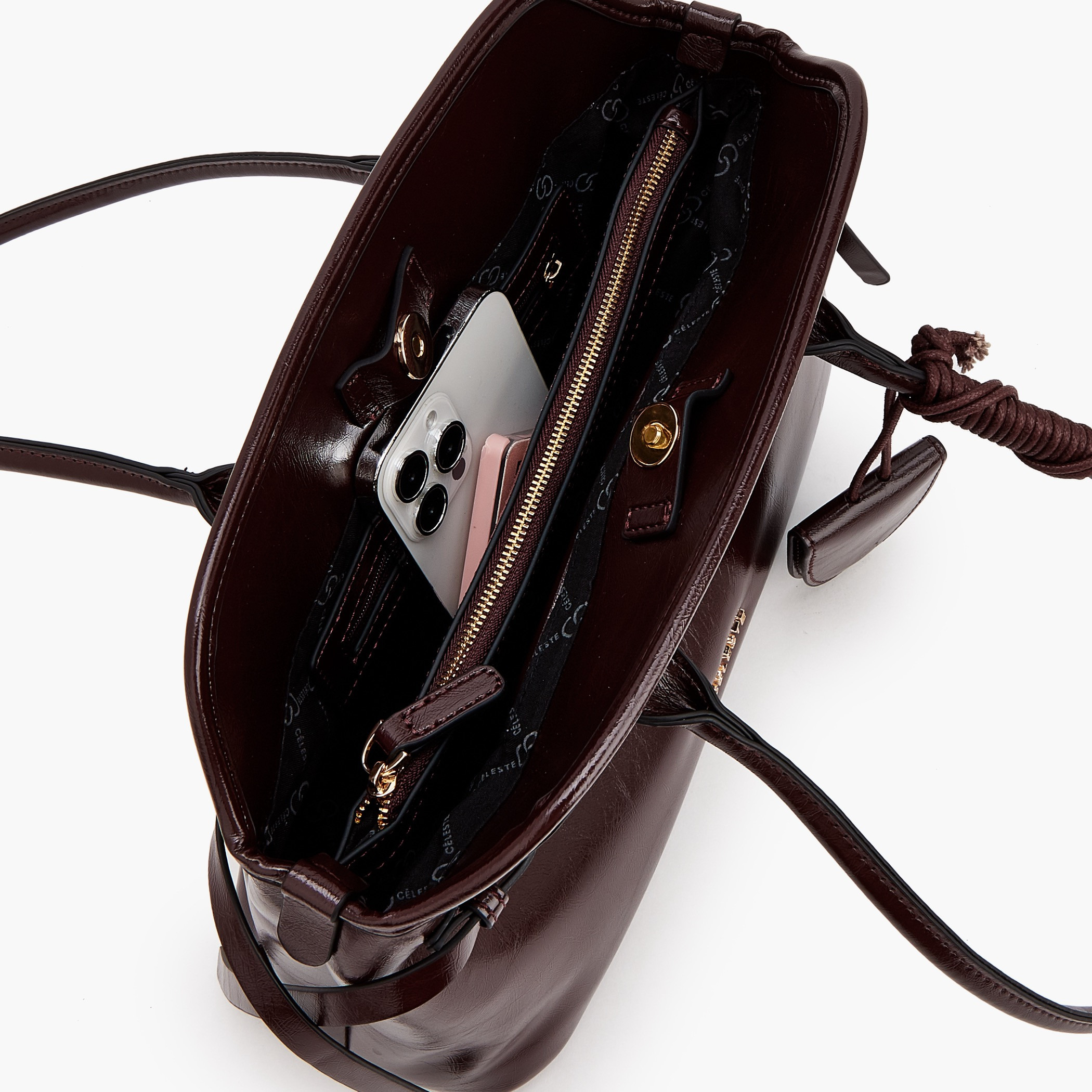 Celeste Textured Shoulder Bag with Double Handle-women-bagsandwallets-handbags-image-7