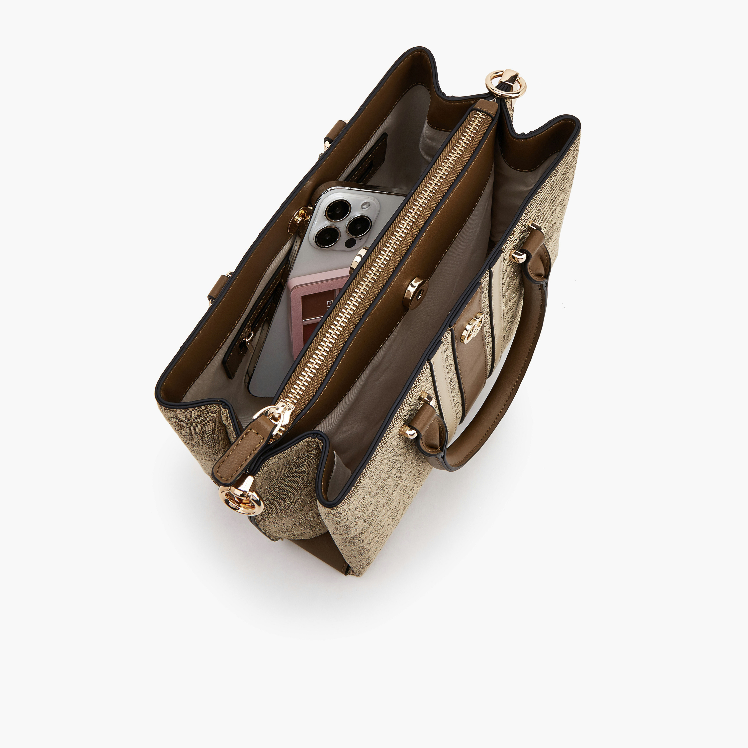 شنطة توتي جاكار بحزام قابل للفصل ونقوش مونوجرام من سيليست-women-bagsandwallets-handbags-image-7