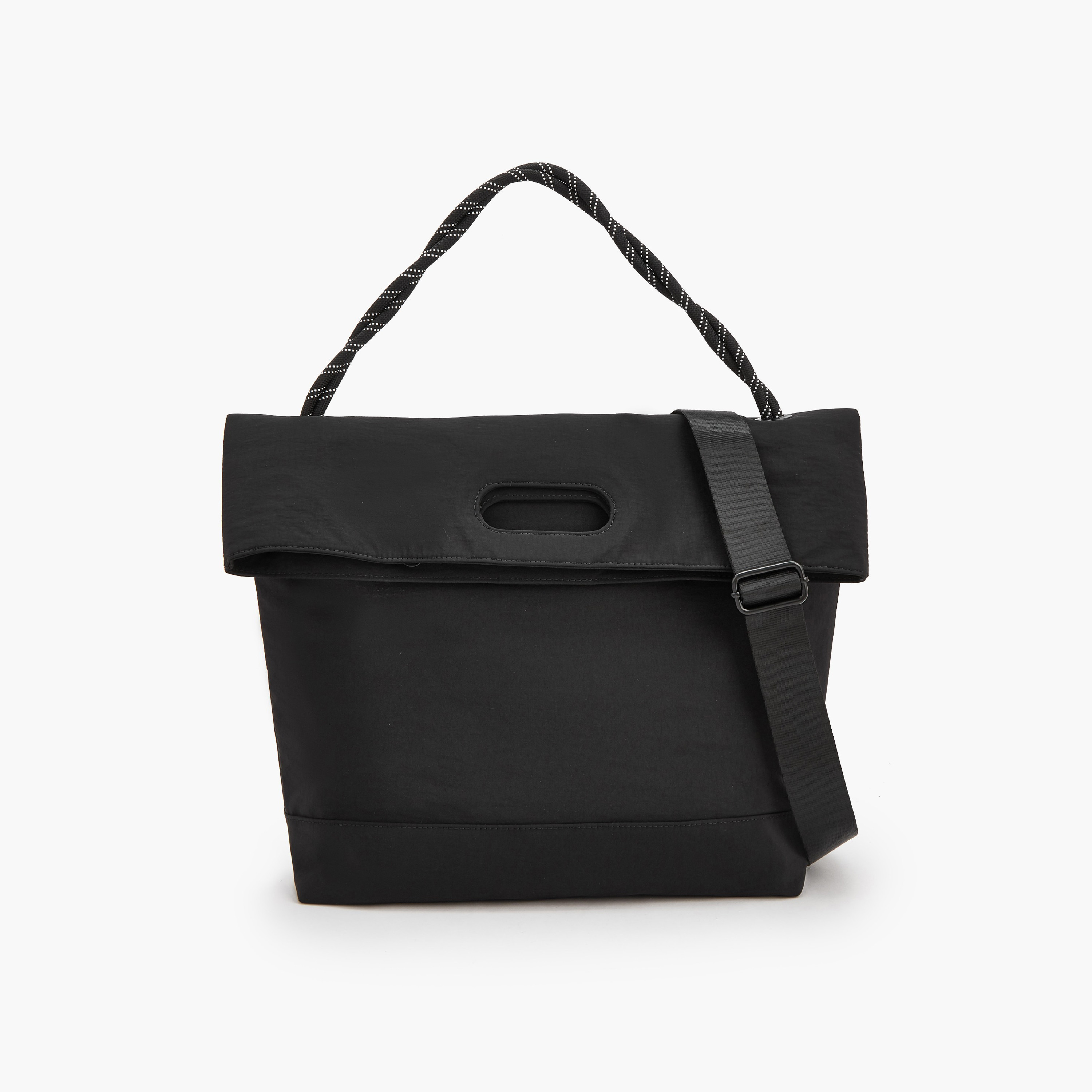Missy Solid Foldover Shopper Bag with Braided Handle-women-bagsandwallets-handbags-image-1