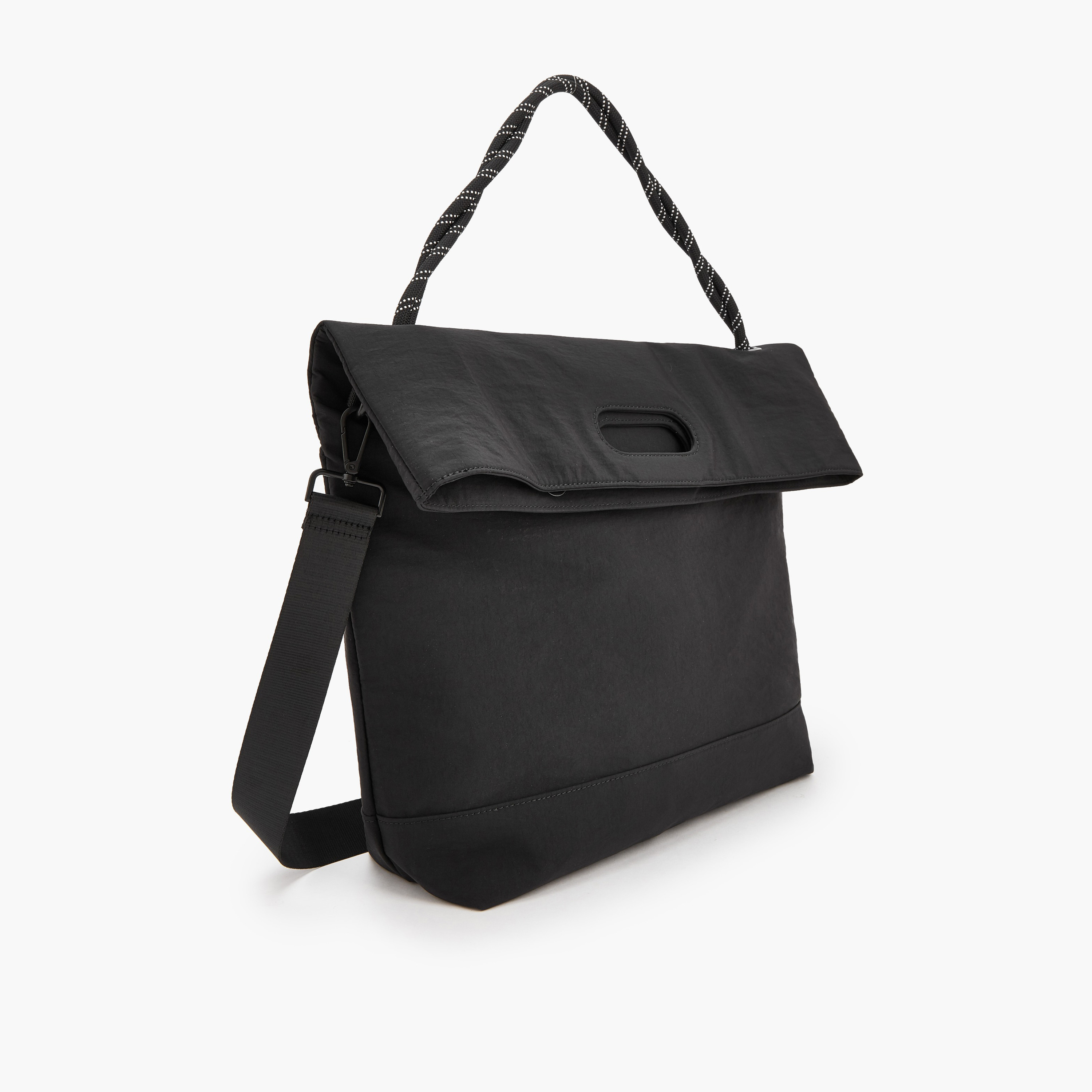 Missy Solid Foldover Shopper Bag with Braided Handle-women-bagsandwallets-handbags-image-2
