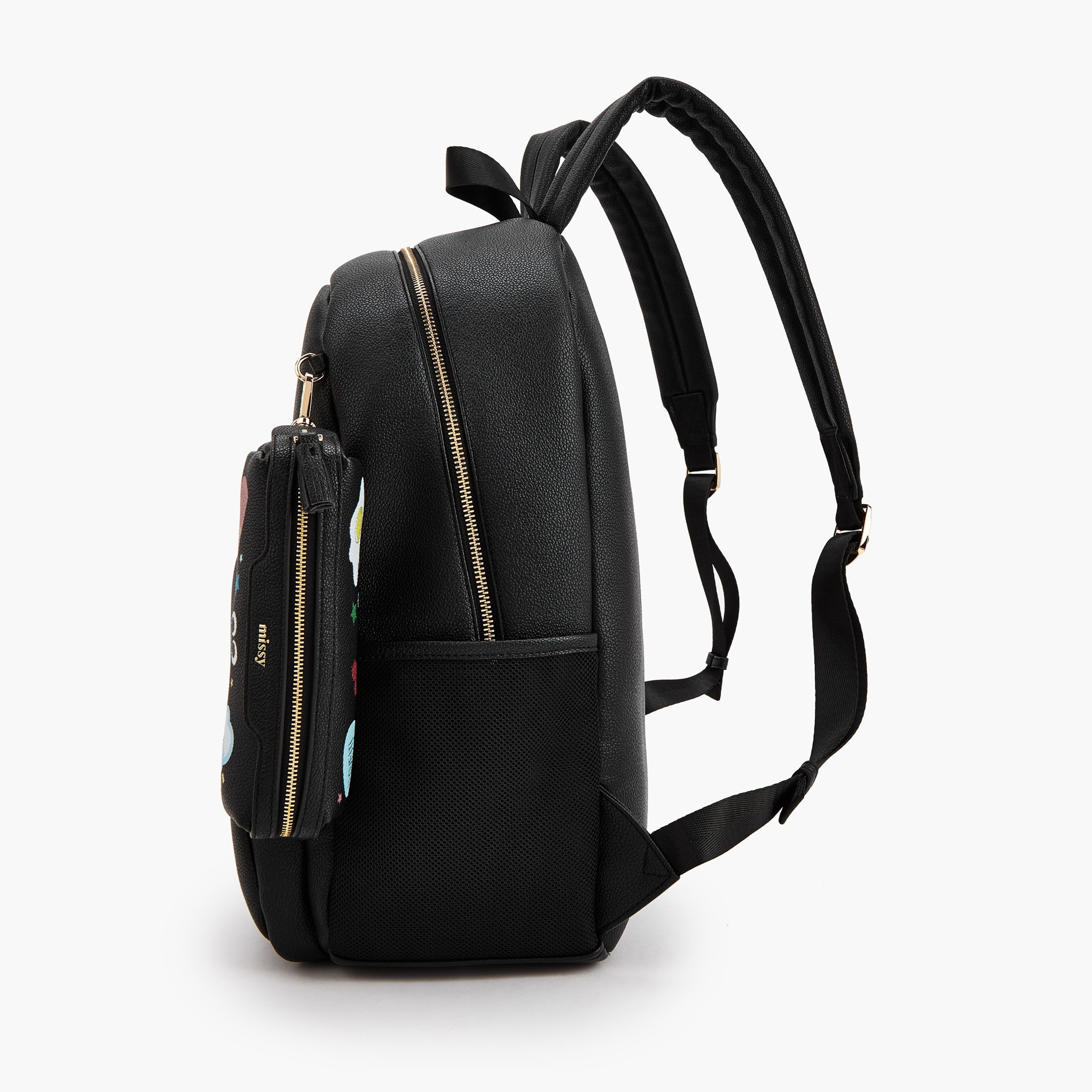 Missy Textured Backpack with Printed Pouch-women-bagsandwallets-backpacks-image-5