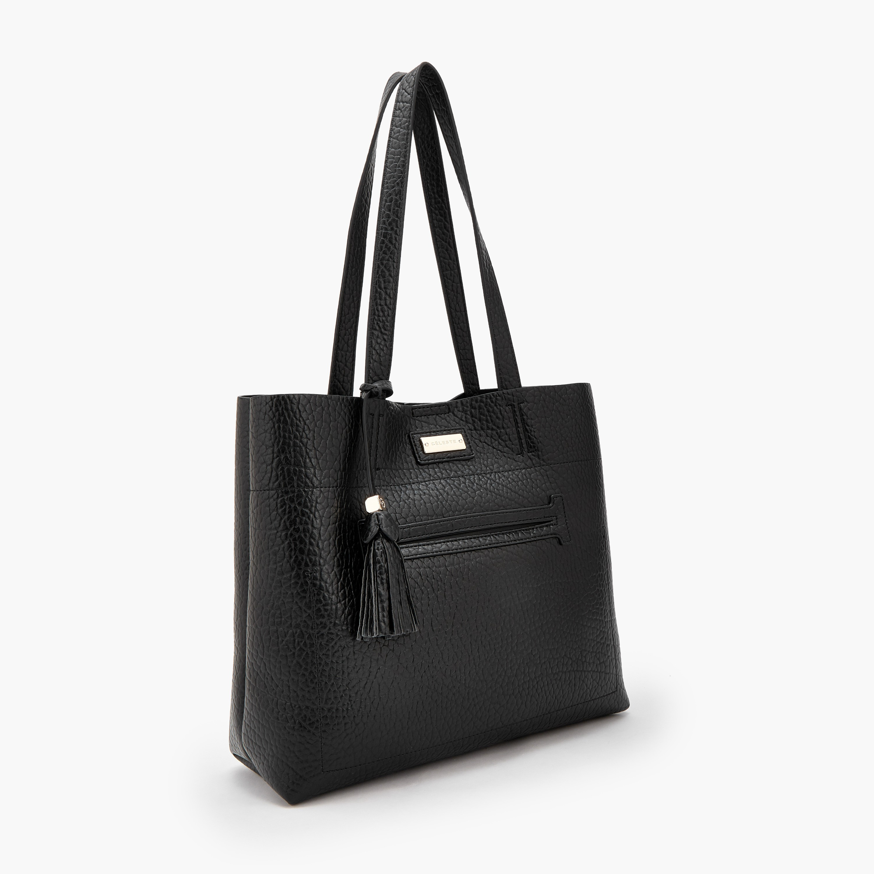 Celeste Textured Tote Bag with Pouch-women-bagsandwallets-handbags-image-5