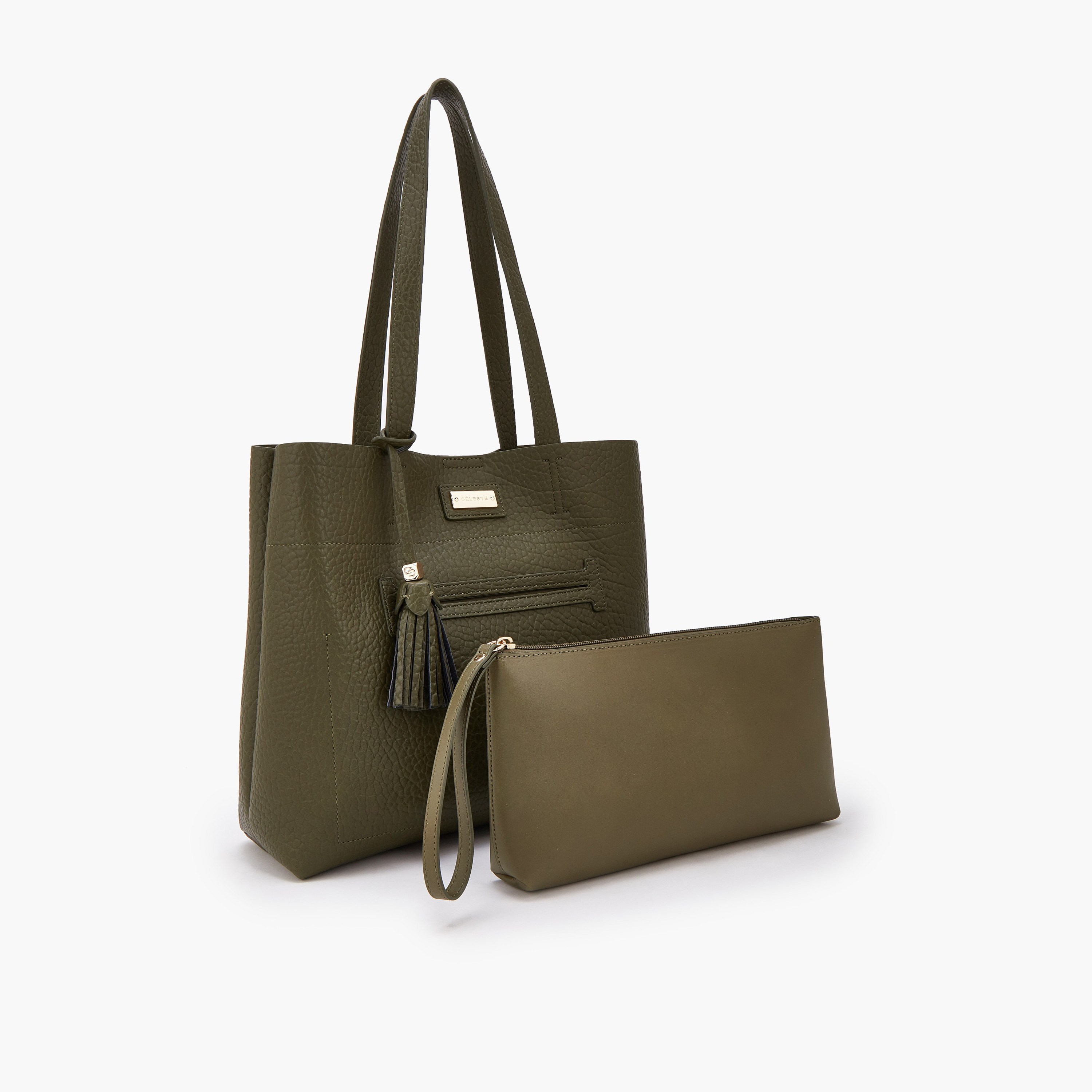 Celeste Textured Tote Bag with Pouch-women-bagsandwallets-handbags-image-4