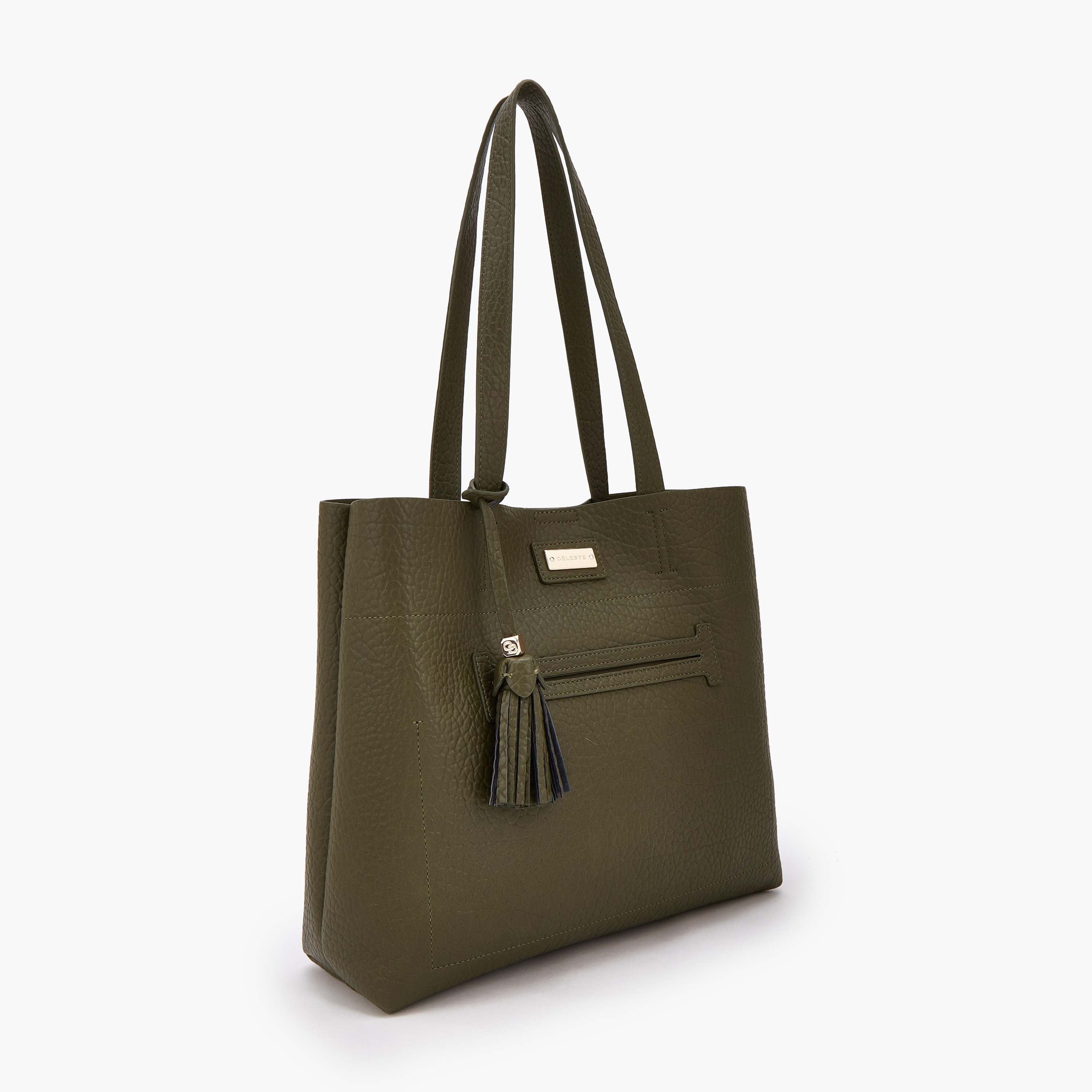 Celeste Textured Tote Bag with Pouch-women-bagsandwallets-handbags-image-5
