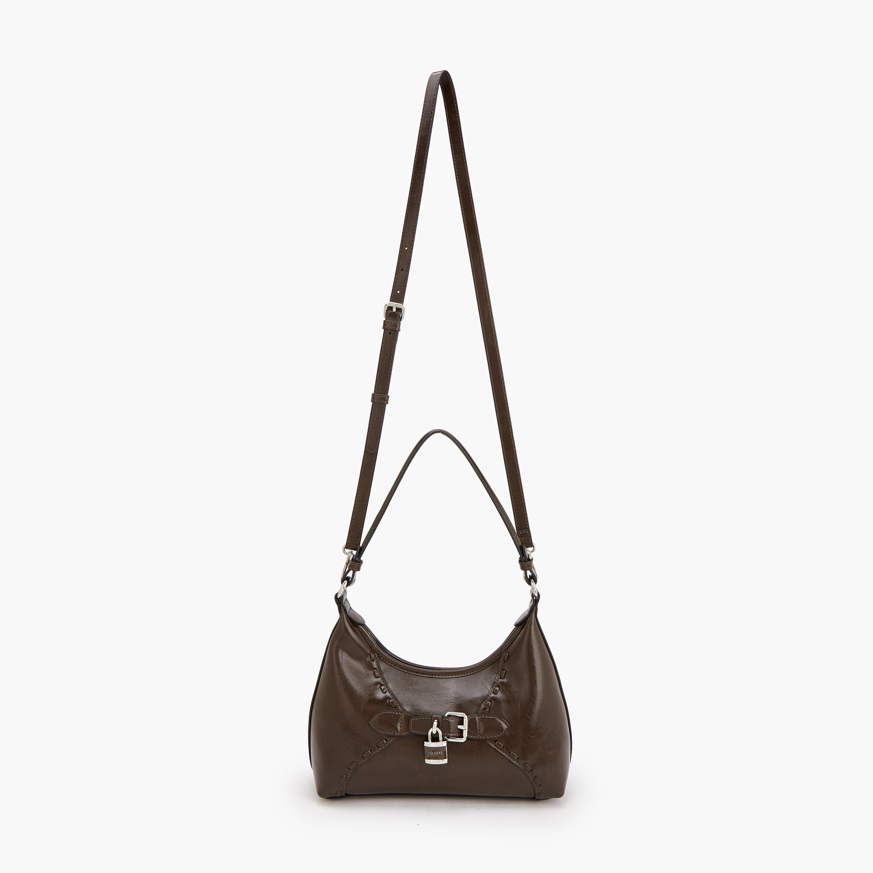 شنطة كتف سادة بزينة قفل من سيليست-women-bagsandwallets-handbags-image-2