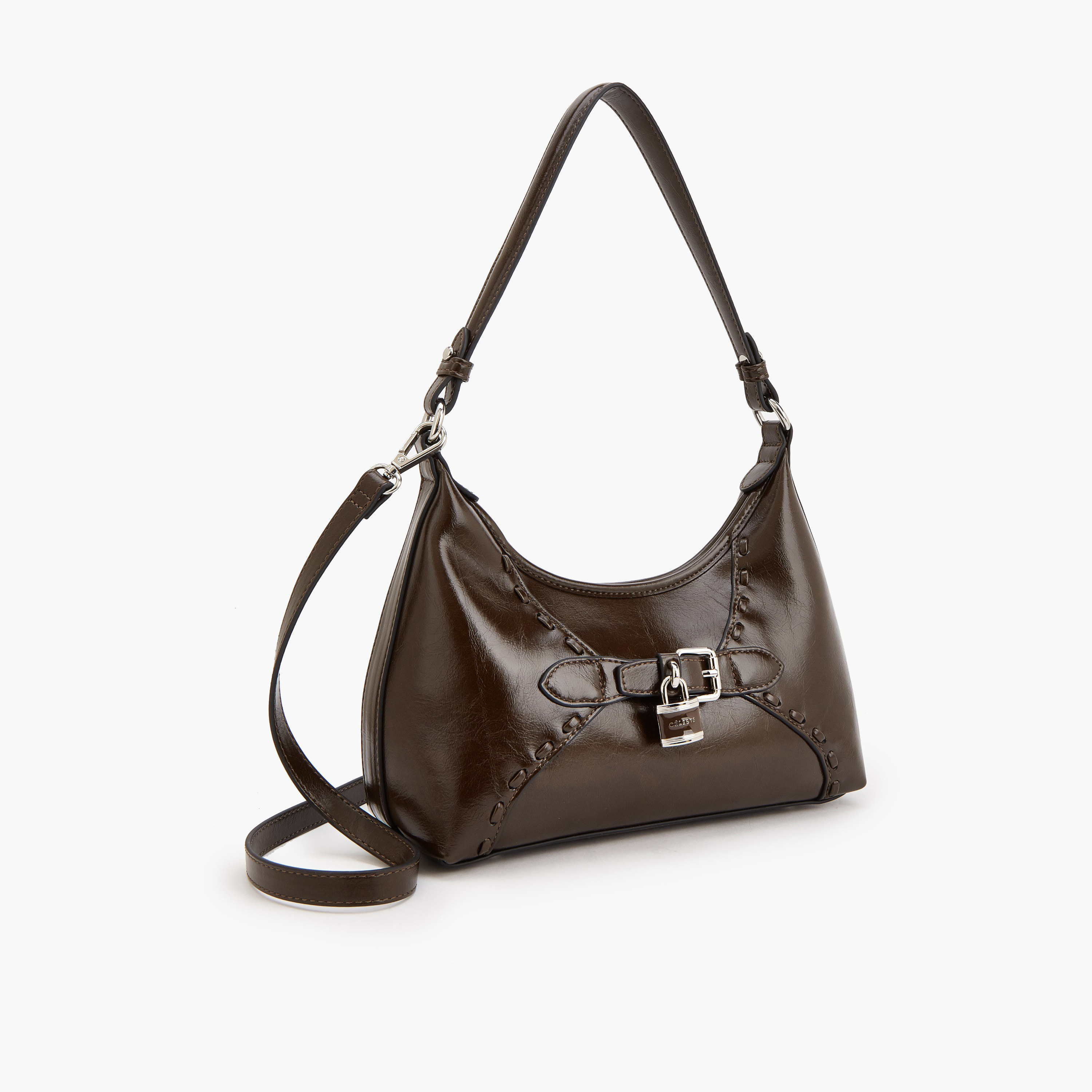 شنطة كتف سادة بزينة قفل من سيليست-women-bagsandwallets-handbags-image-3