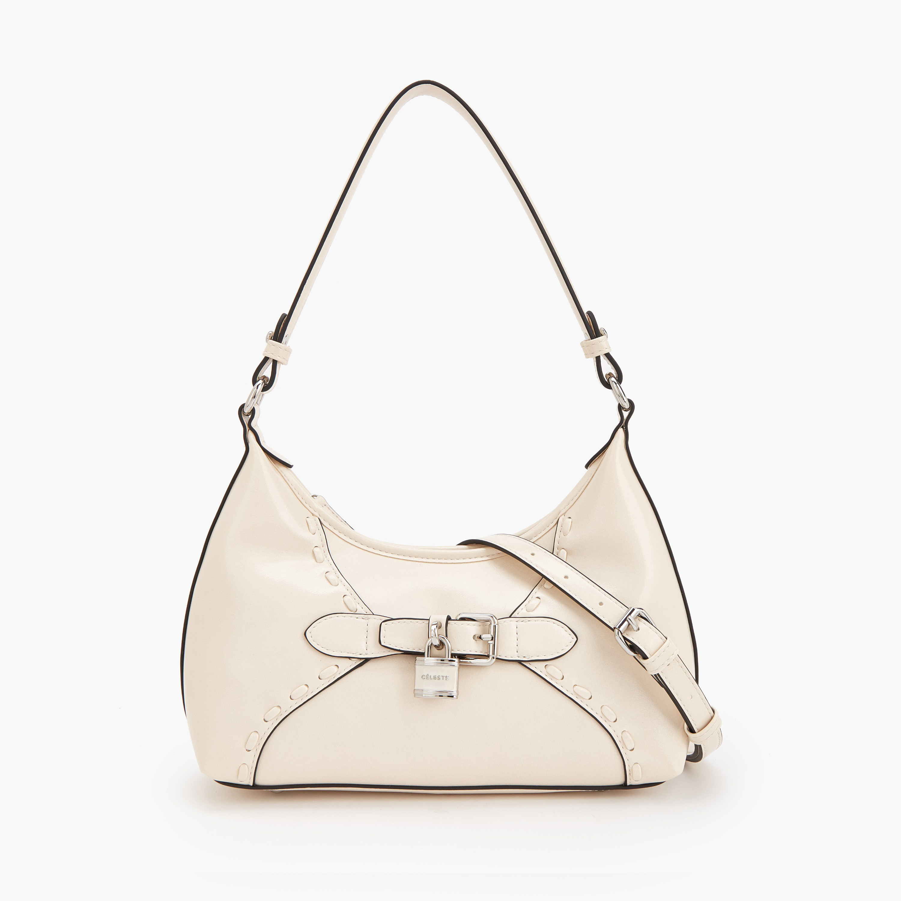 Celeste Solid Shoulder Bag with Padlock Accent-women-bagsandwallets-handbags-image-1