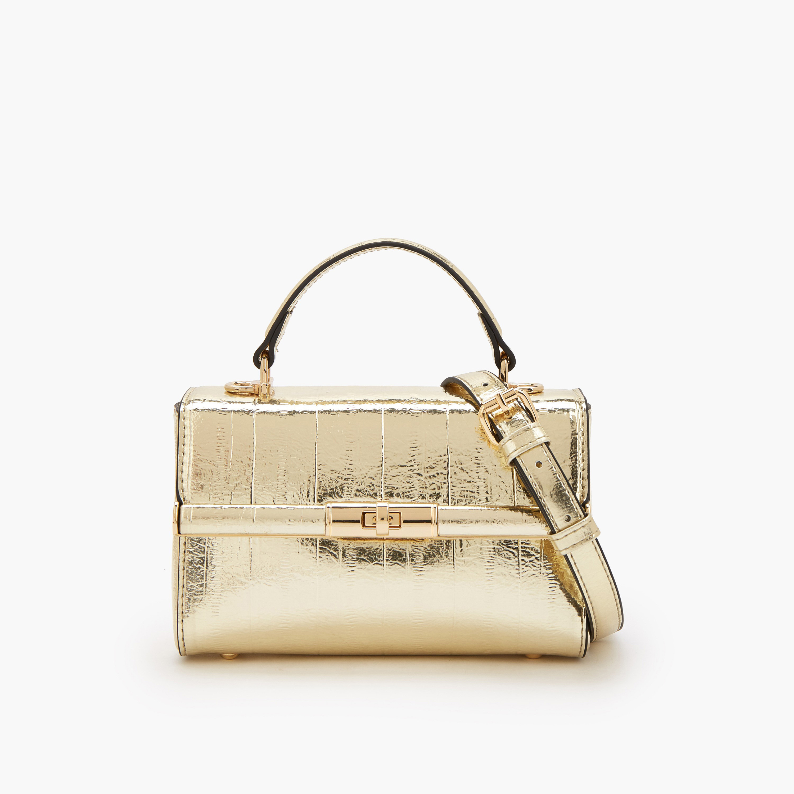 Celeste Metallic Satchel Bag with Twist Lock Closure-women-bagsandwallets-handbags-image-1
