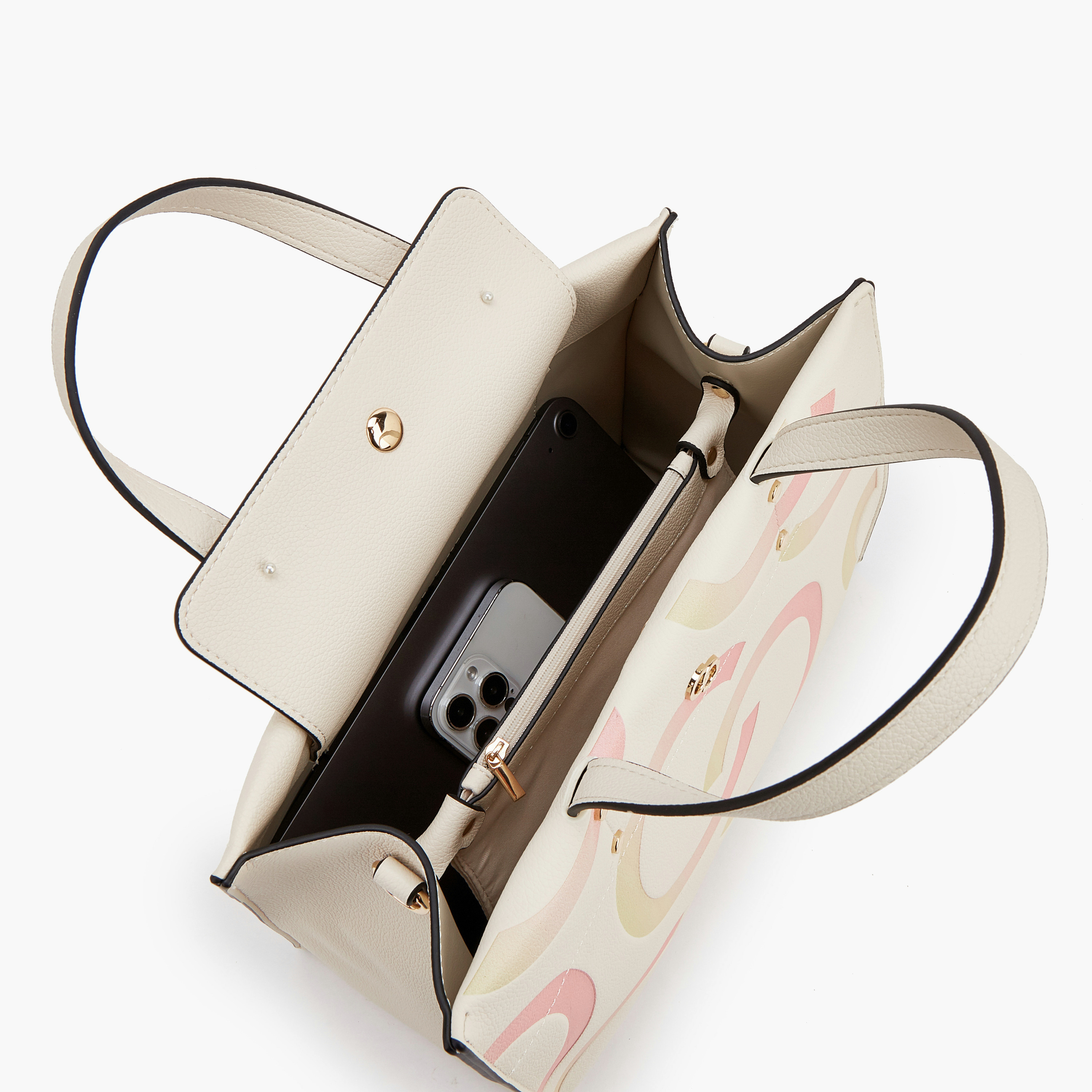 شنطة يد بطبعات ومقابض مزدوجة من سيليست-women-bagsandwallets-handbags-image-7